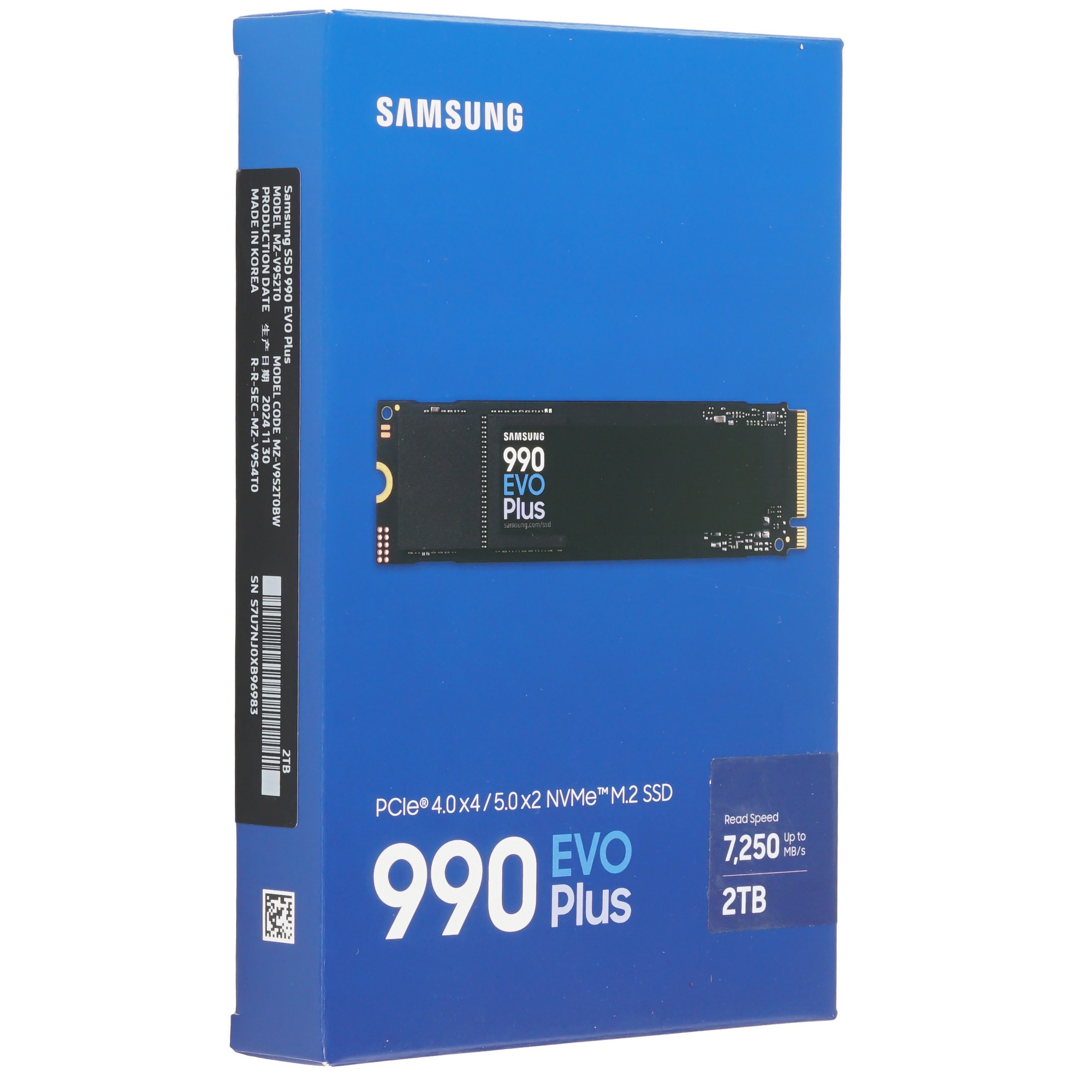 Накопитель SSD Samsung 990 EVO Plus, 2Tb, M.2 2280, PCIe 4.0 x4, NVMe, R/W 7250/6300
