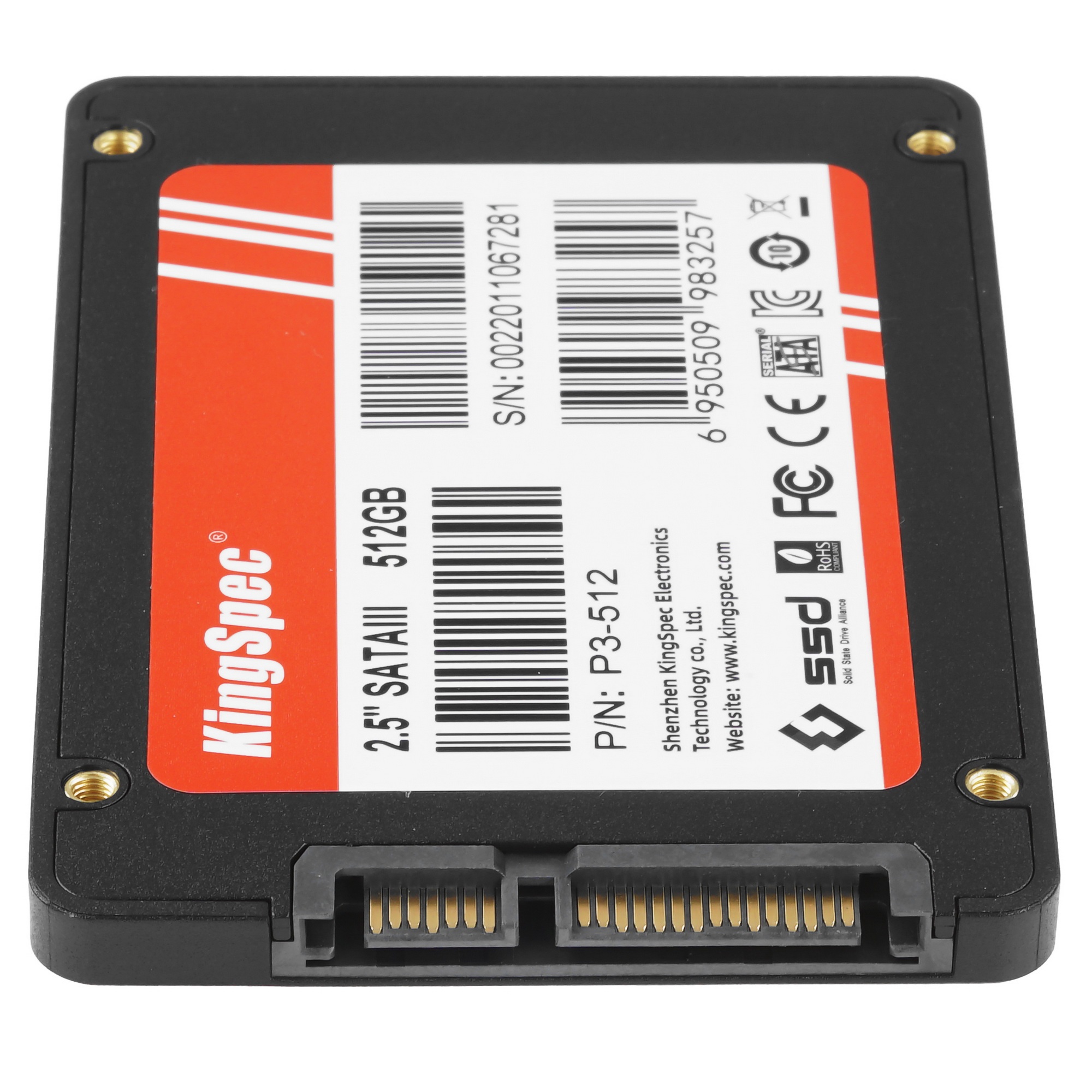 Накопитель SSD 2.5" KingSpec P3-512, 512GB, SATA, R/W 570/500