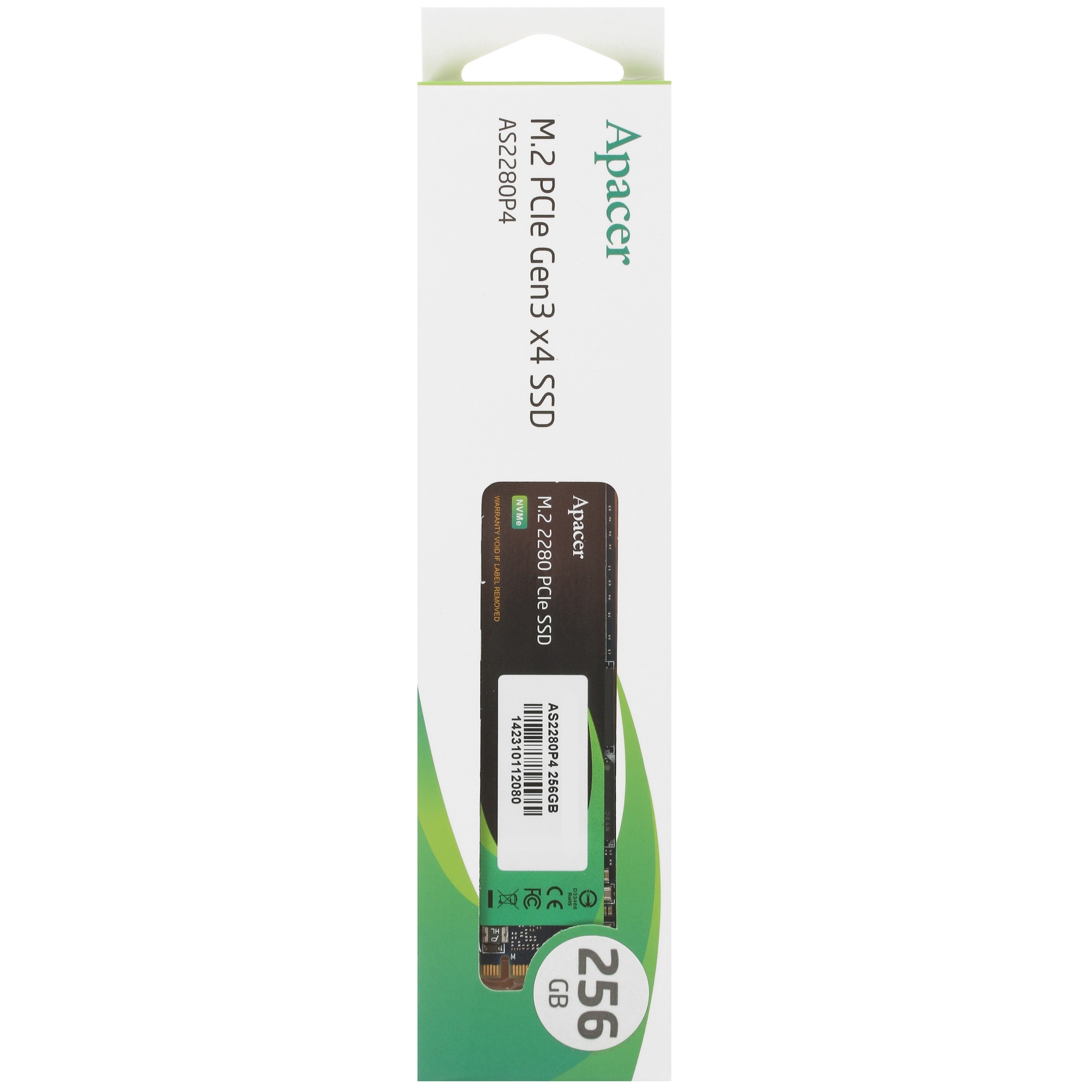 Накопитель SSD Apacer AS2280P4, 256Gb, M.2 2280, PCIe 3.0 x4, NVMe, R/W 2100/1300