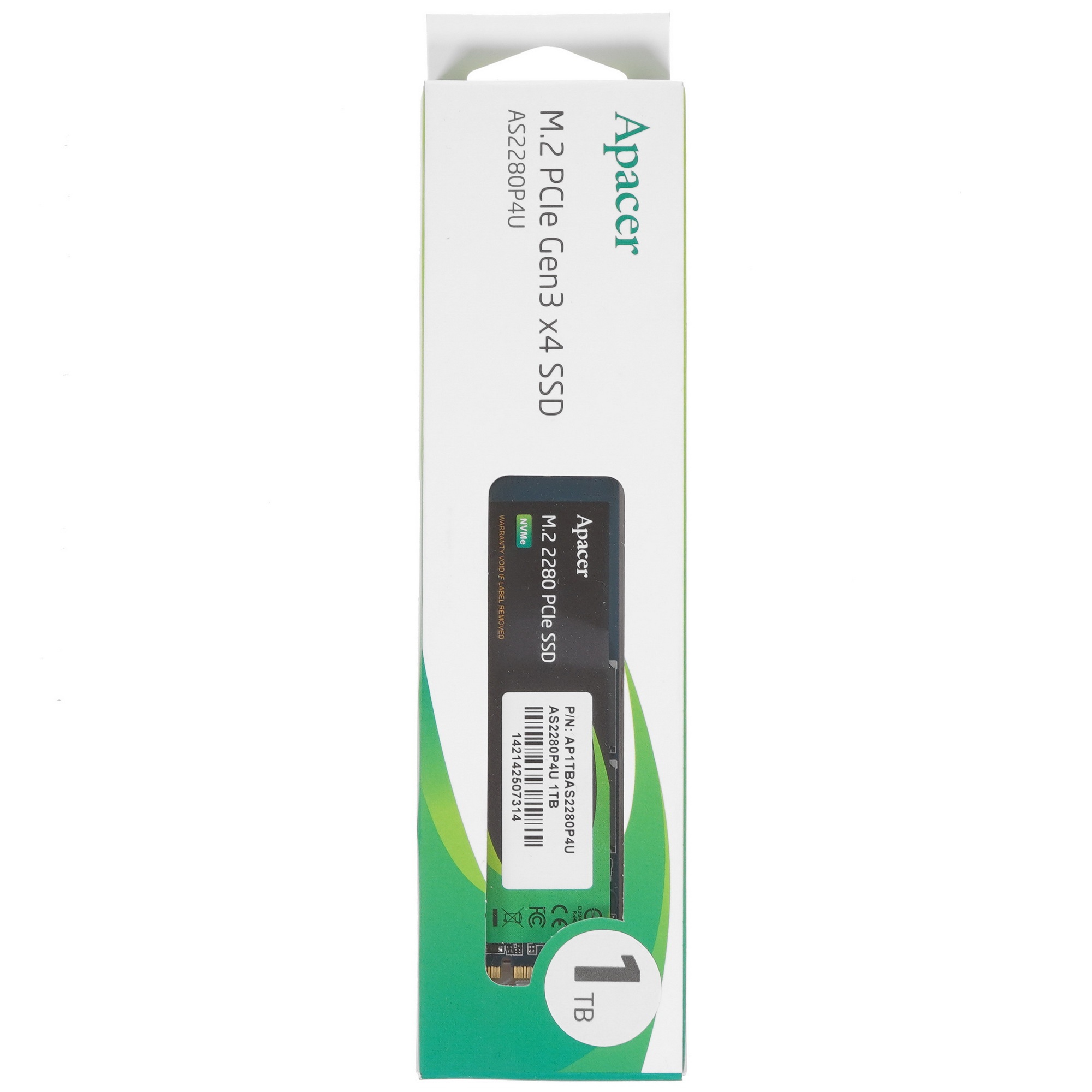 Накопитель SSD Apacer AS2280P4U, 1Tb, M.2 2280, PCIe 3.0 x4, NVMe, R/W 3500/3000