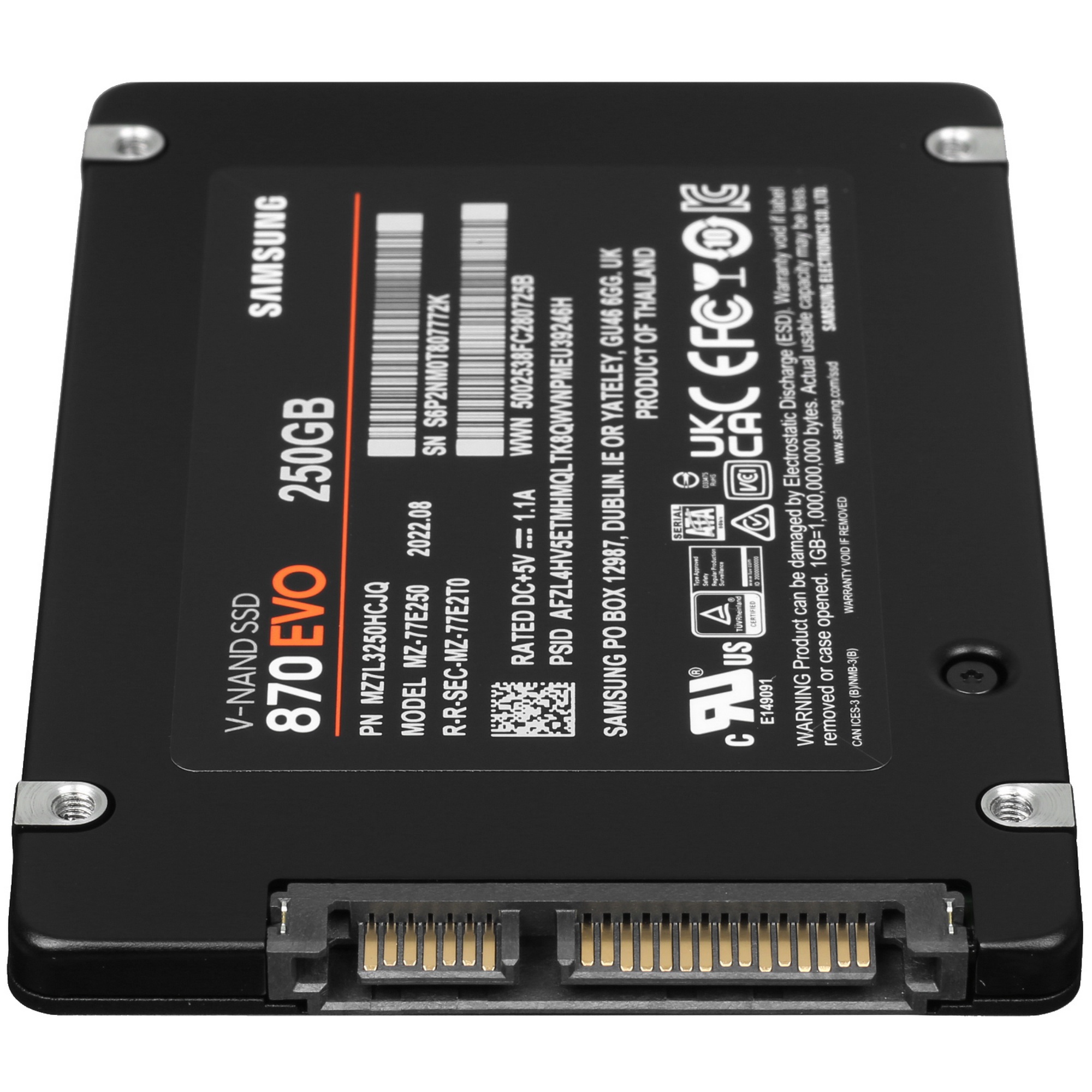 Накопитель SSD Samsung 870 EVO, 250GB, SATA III, 2.5", R/W 560/530