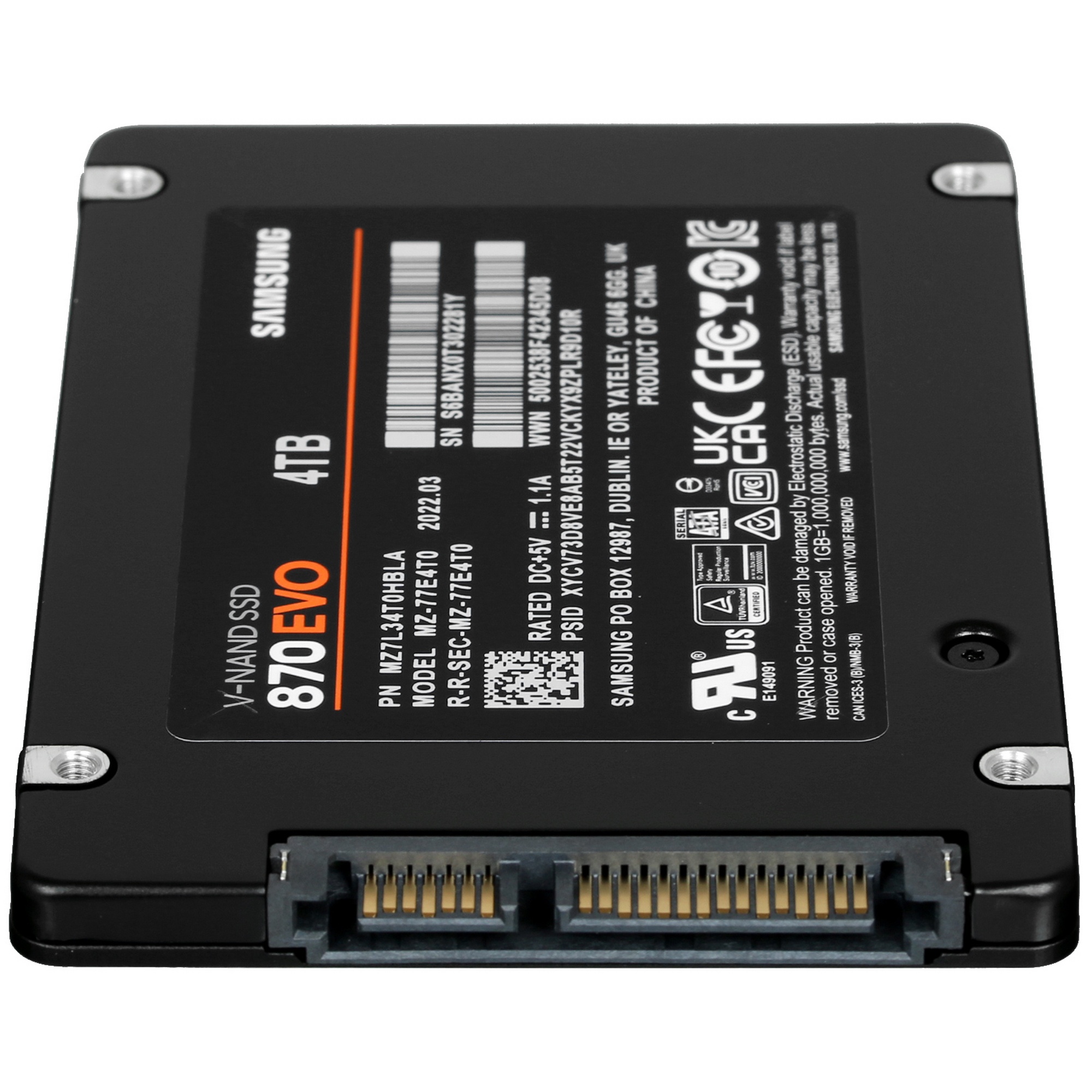 Накопитель SSD Samsung 4TB 870 EVO, V-NAND, 2.5", SATA III, [R/W - 530/560 MB/s]