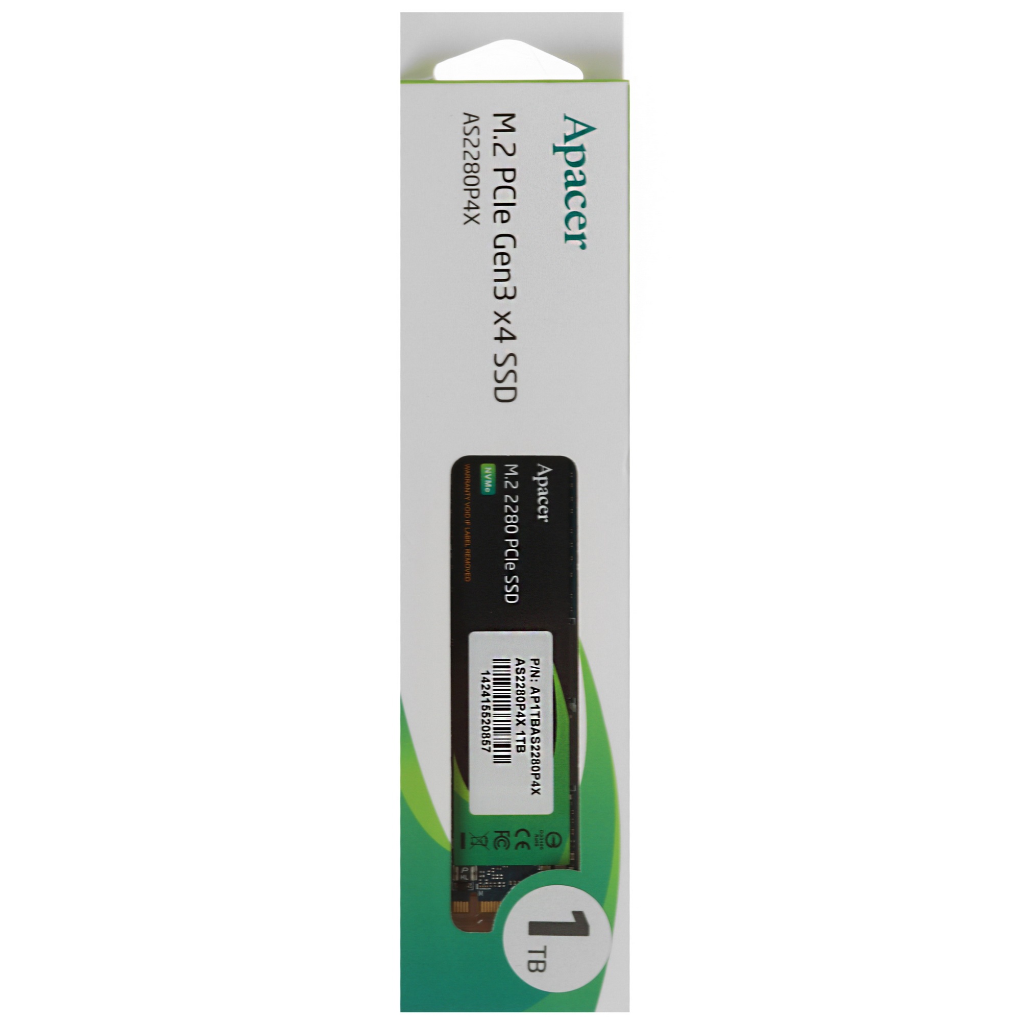Накопитель SSD Apacer 1Tb, M.2 2280 AS2280P4X, PCIe 3.0 x4, NVMe, R/W 2100/1700
