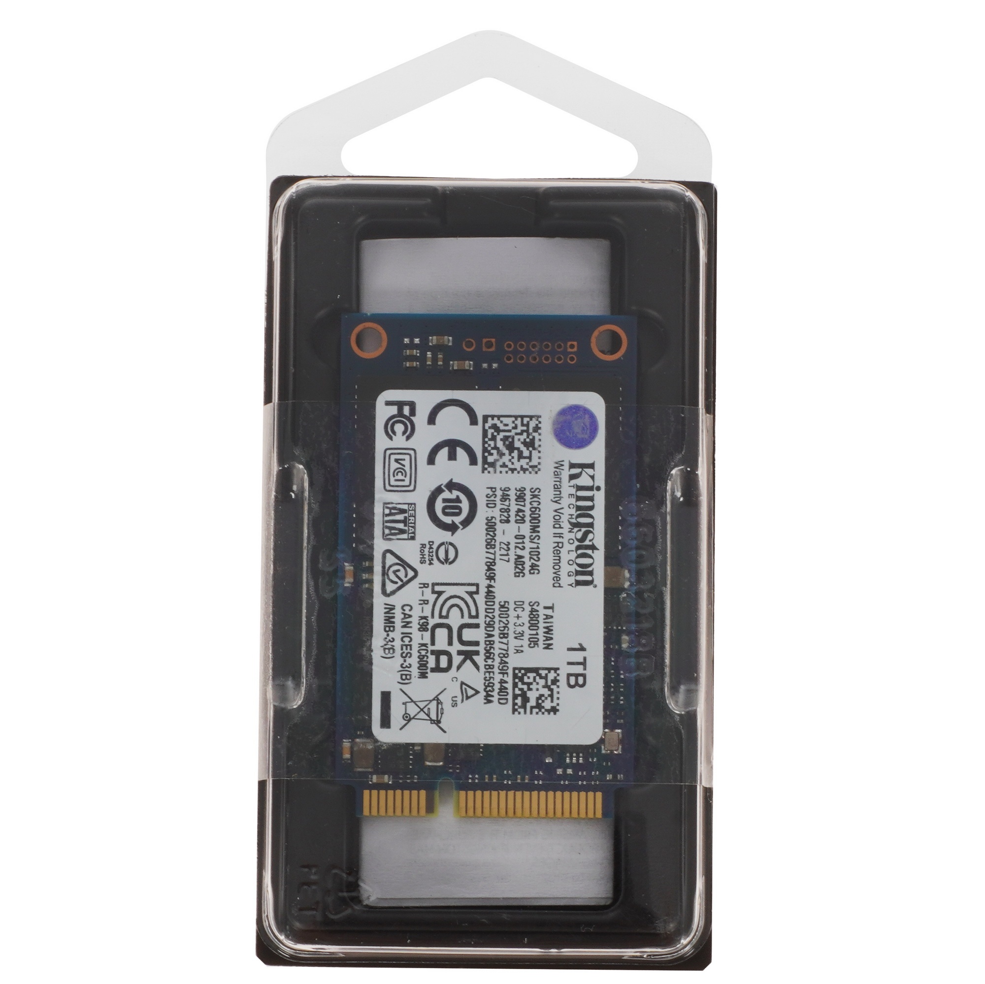 Накопитель SSD Kingston KC600, 1024GB, mSATA, R/W 550/520