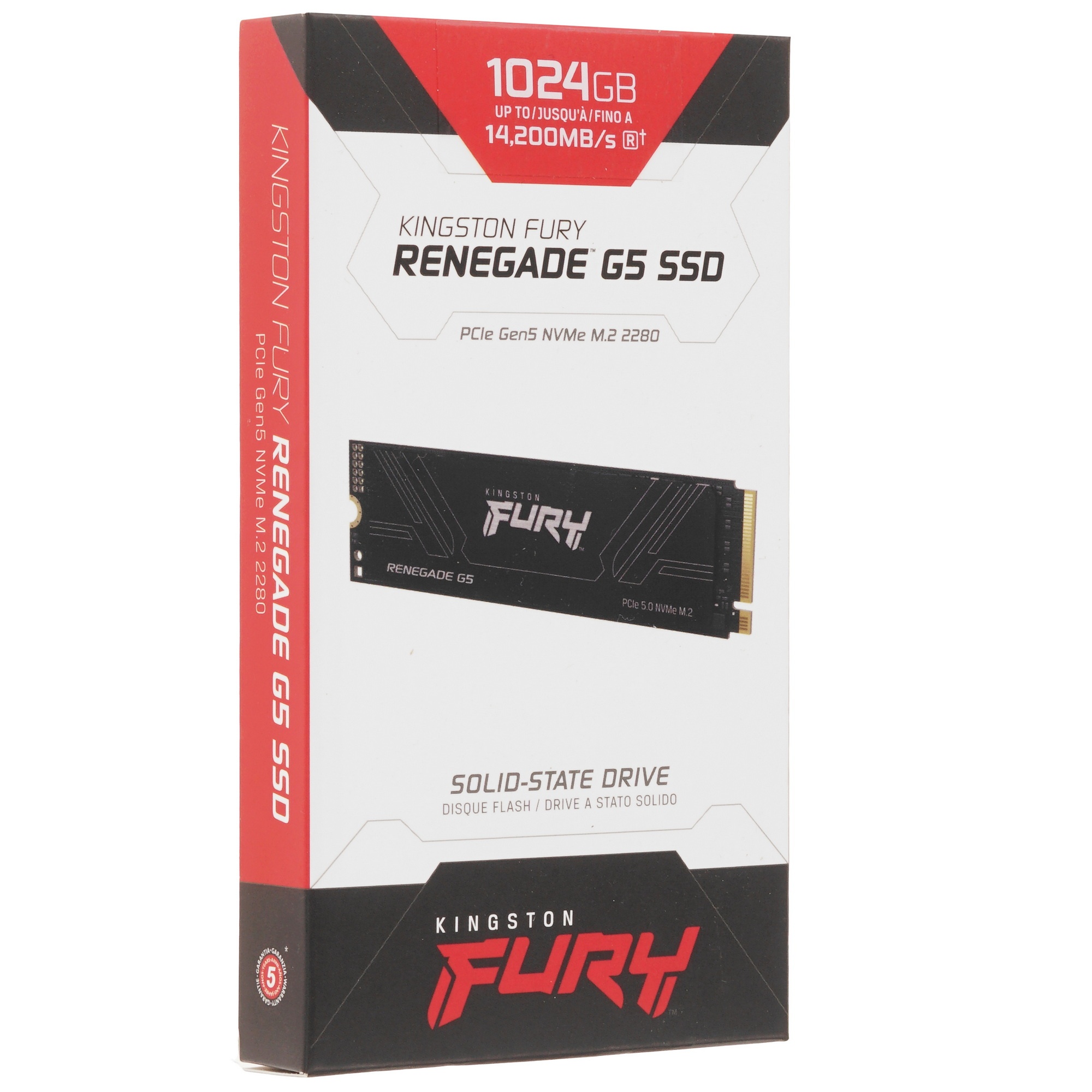 Твердотельный накопитель Kingston SSD Fury Renegade, 1024GB, M.2(22x80mm), NVMe, PCIe 5.0 x4, 3D TLC