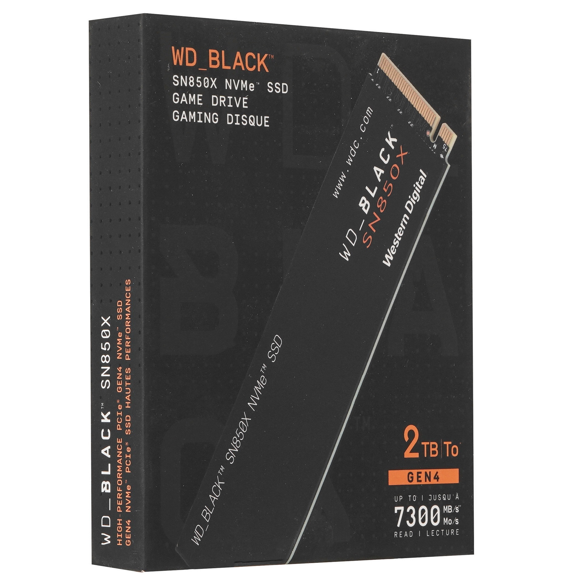 Накопитель WD SSD 2Tb Black SN850X, M.2(22x80mm), NVMe, PCIe 4.0 x4, 3D TLC, R/W 7300/6600MB/s, IOPs