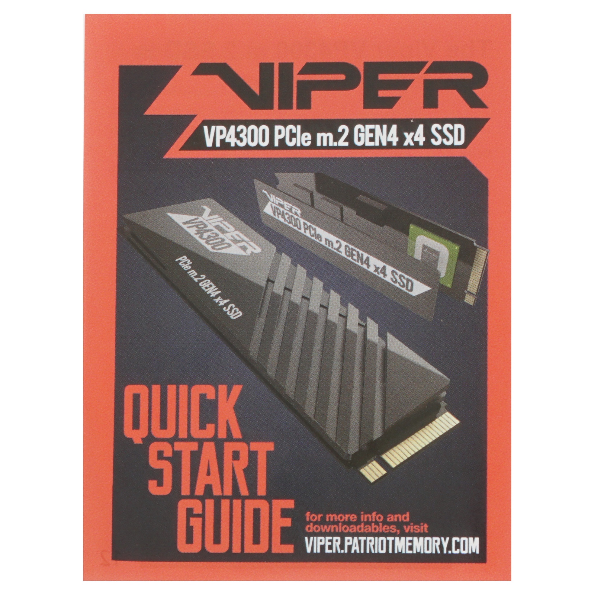 Накопитель SSD Patriot Viper VP4300, 2Tb, PCIe 4.0 x4, M.2 2280, NVMe, R/W 7400/6800, с радиатором