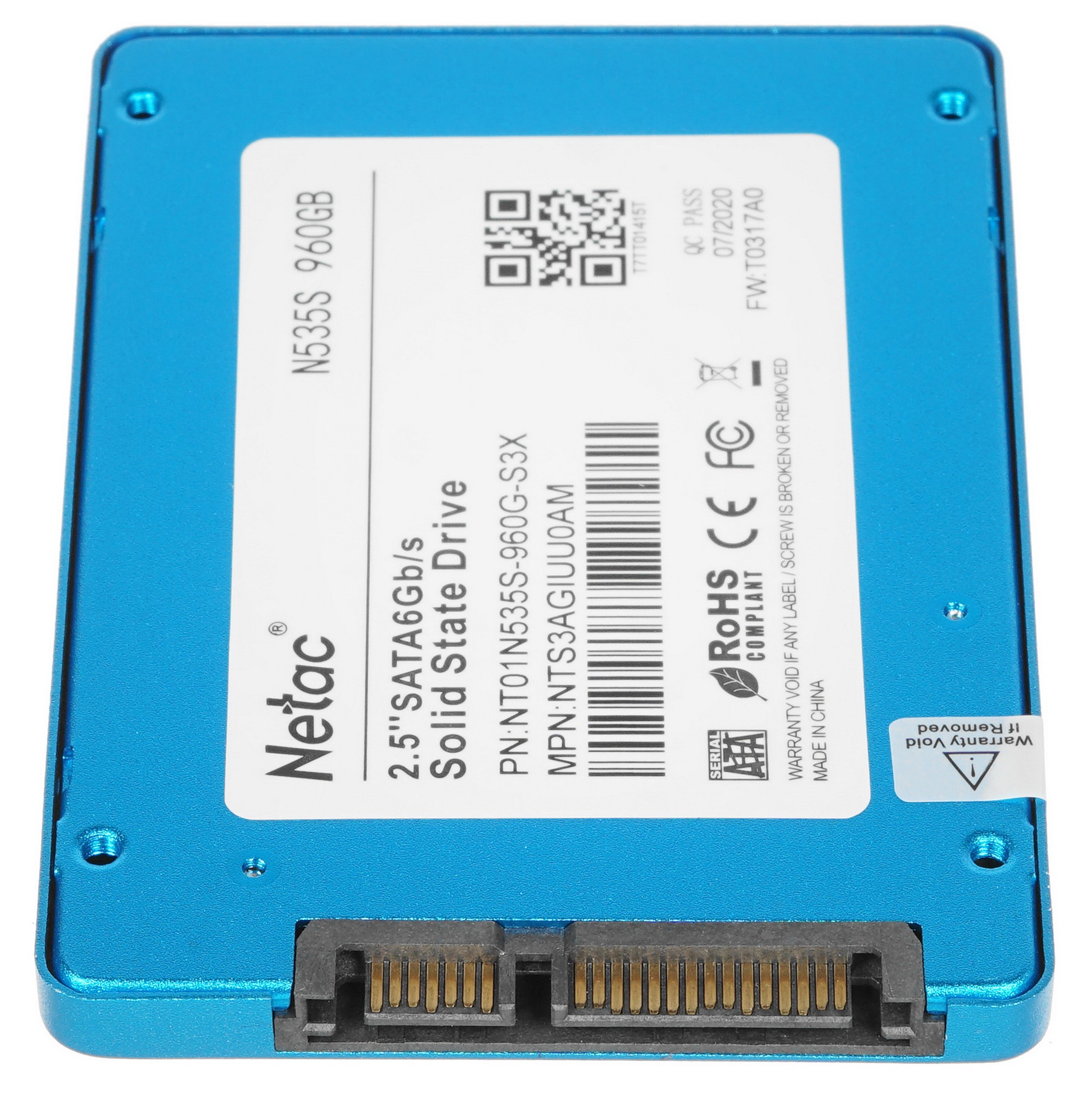 Накопитель SSD Netac N535S, 960Gb, SATA3, 2.5", 560/520