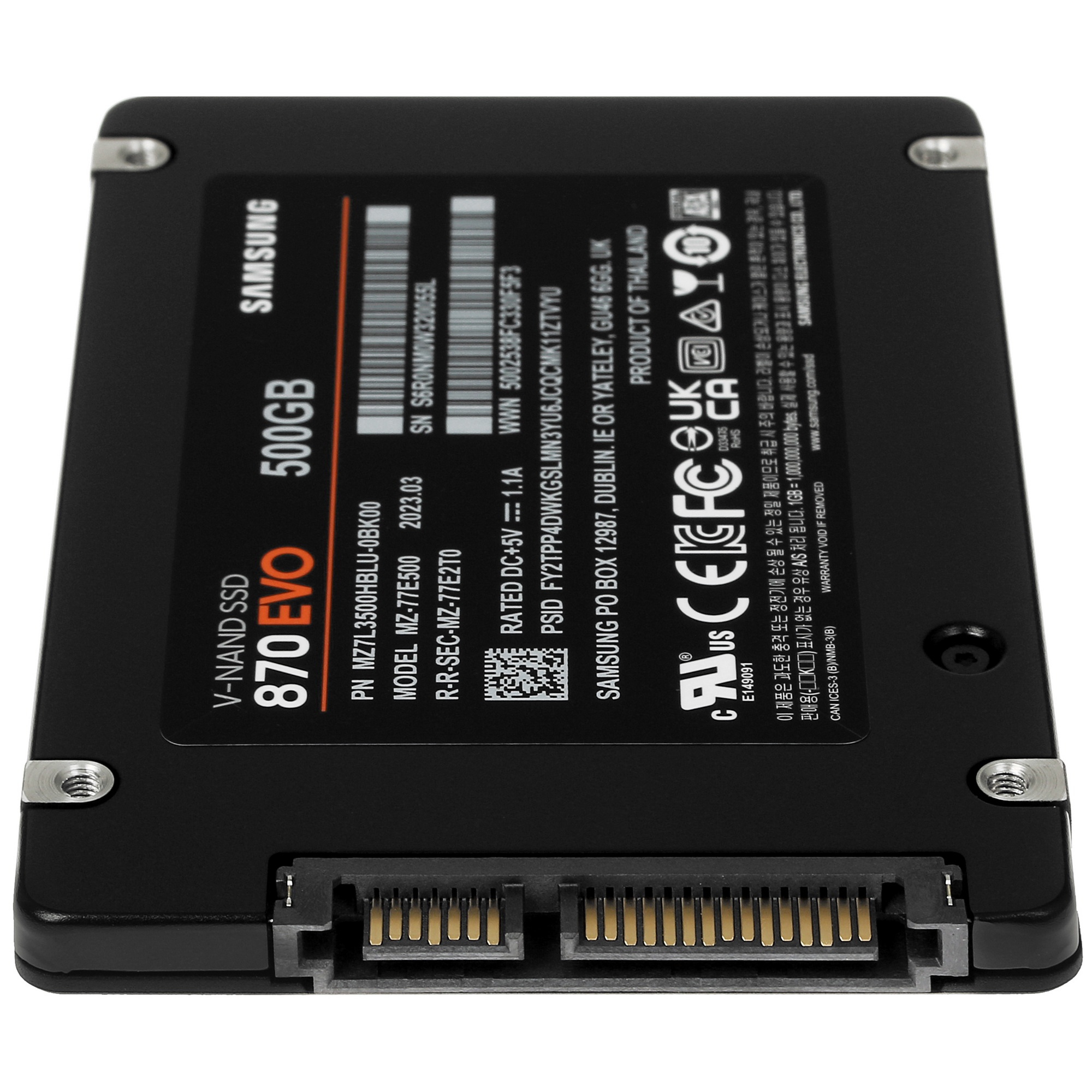 SSD SAMSUNG 870 EVO 500Гб Наличие SATA 3.0 3D NAND Скорость записи 530 Мб/сек. Скорость чтения 560 М