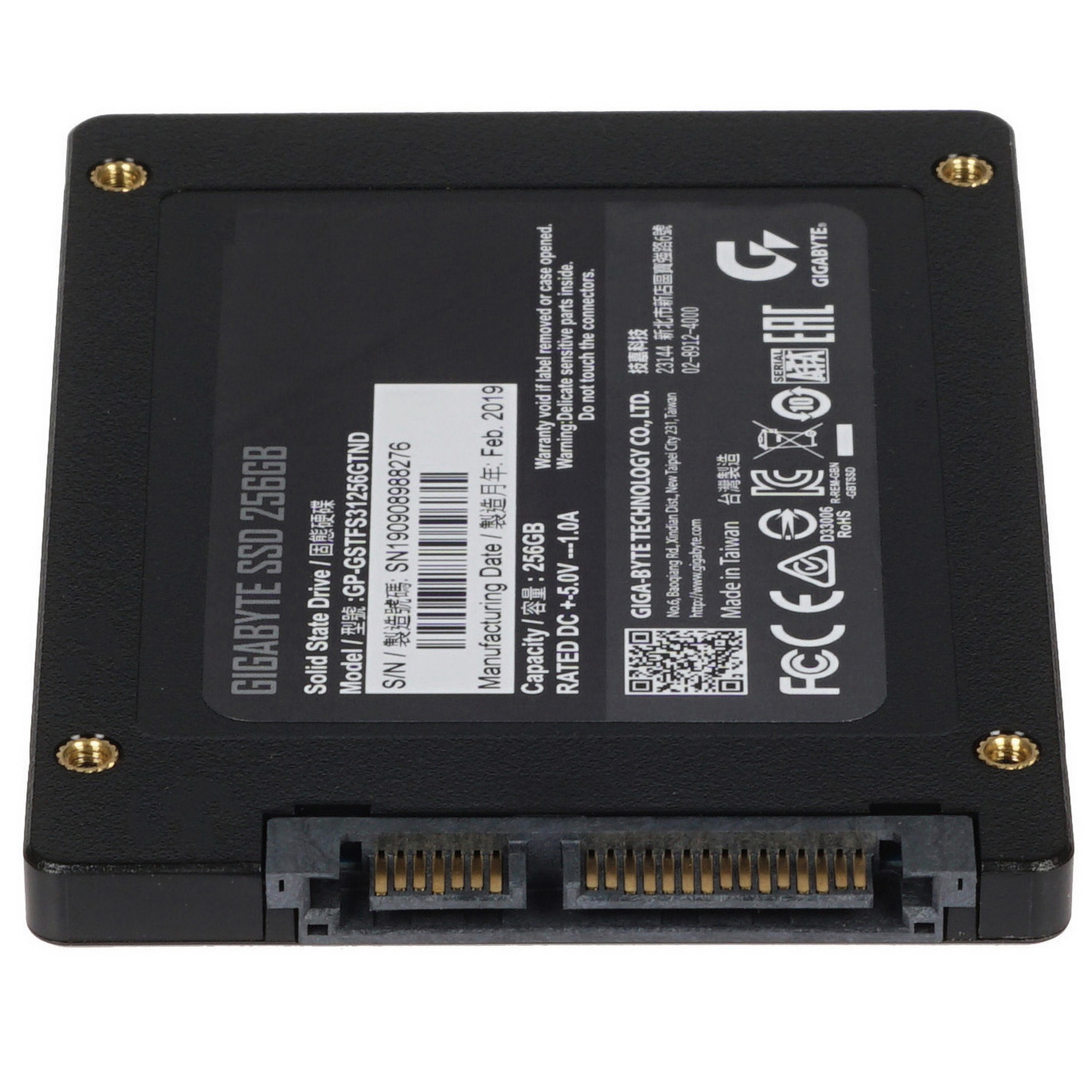 Накопитель SSD Gigabyte, 256Gb, 2.5", SATA III, R/W 520/500