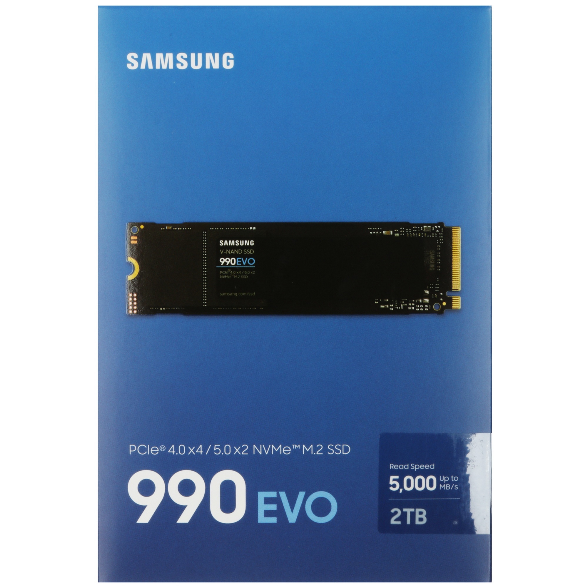 Накопитель SSD Samsung 990 EVO, 2000GB, PCIe 4.0 x4, M.2 2280, NVMe, R/W 5000/4200