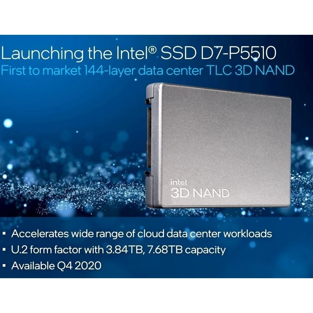 Накопитель SSD Intel D7-P5510, 7.5Tb, 2.5", PCIe 4.0 x4, NVMe, U.2, R/W 7000/4194