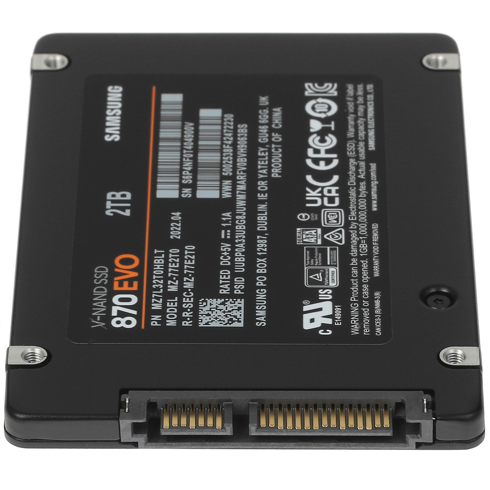 Накопитель SSD Samsung 870 EVO, 2TB, SATA III, 2.5", R/W 560/530