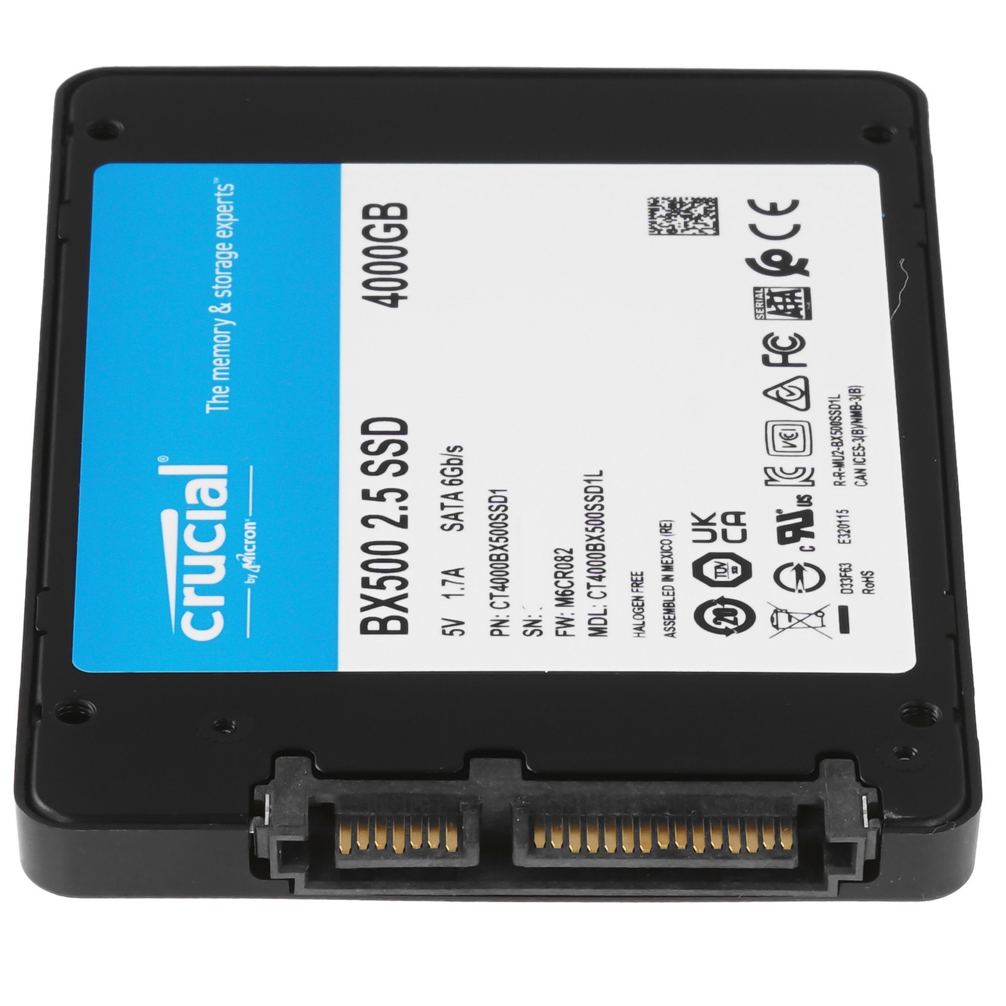 Накопитель SSD Crucial BX500, 4Tb, SATA III, 2.5", R/W 540/500