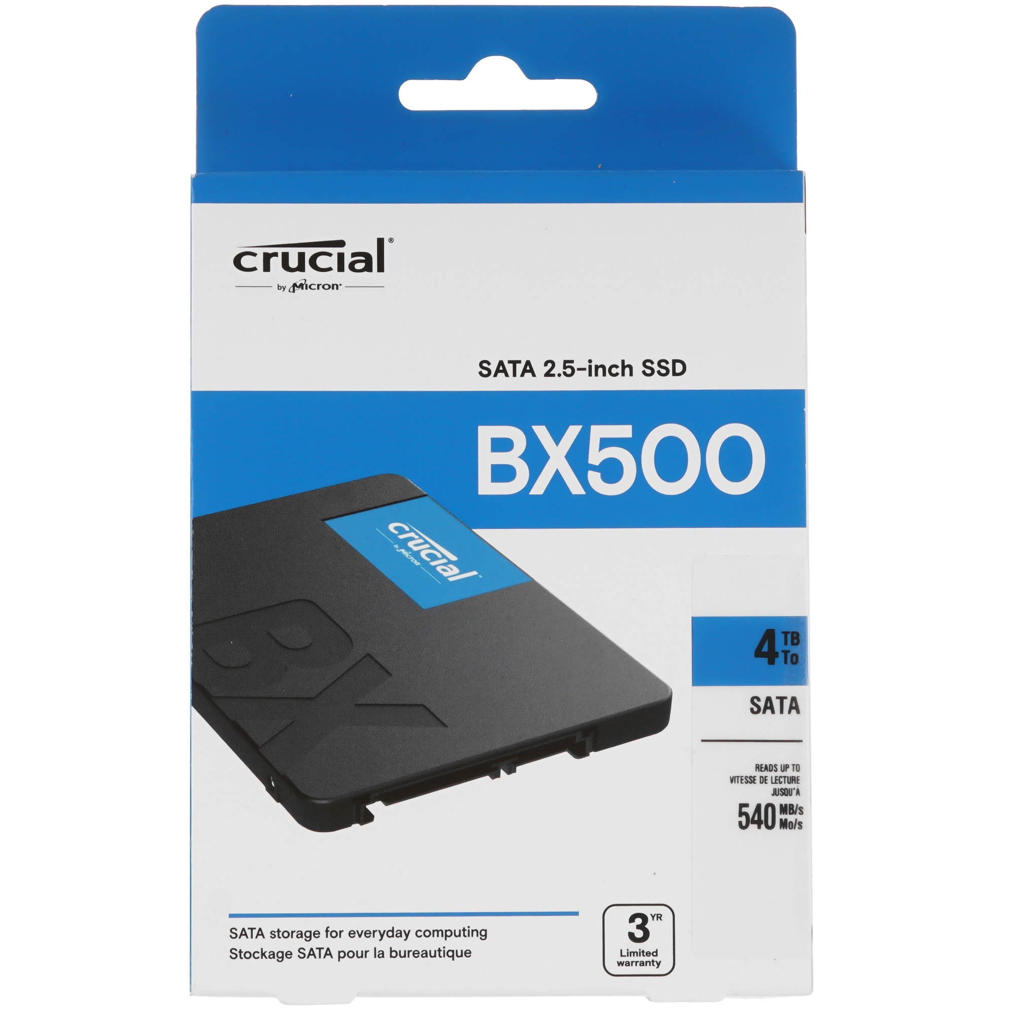 Накопитель SSD Crucial BX500, 4Tb, SATA III, 2.5", R/W 540/500