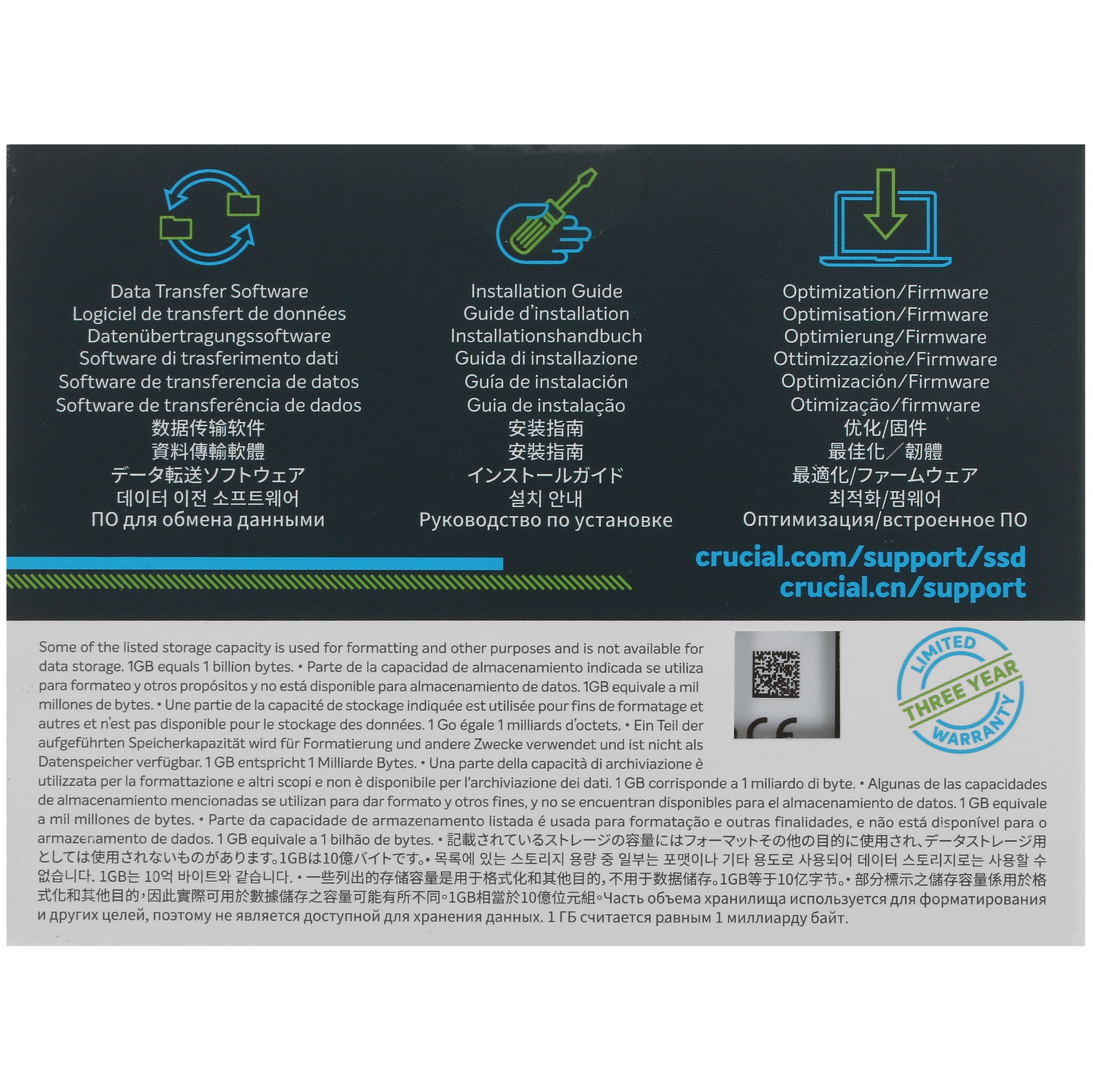 Накопитель SSD Crucial BX500, 500Gb, 2.5", SATA III, R/W 550/500