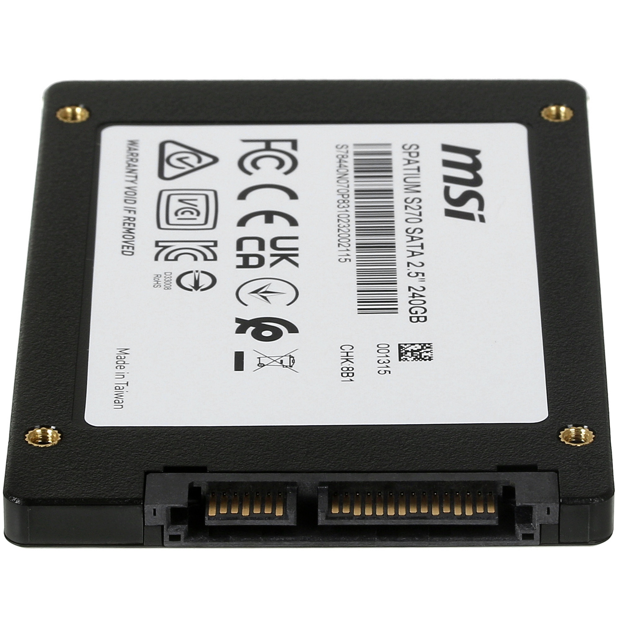 Накопитель SSD MSI SPATIUM S270, 240GB, 2.5", SATA III, R/W 500/400