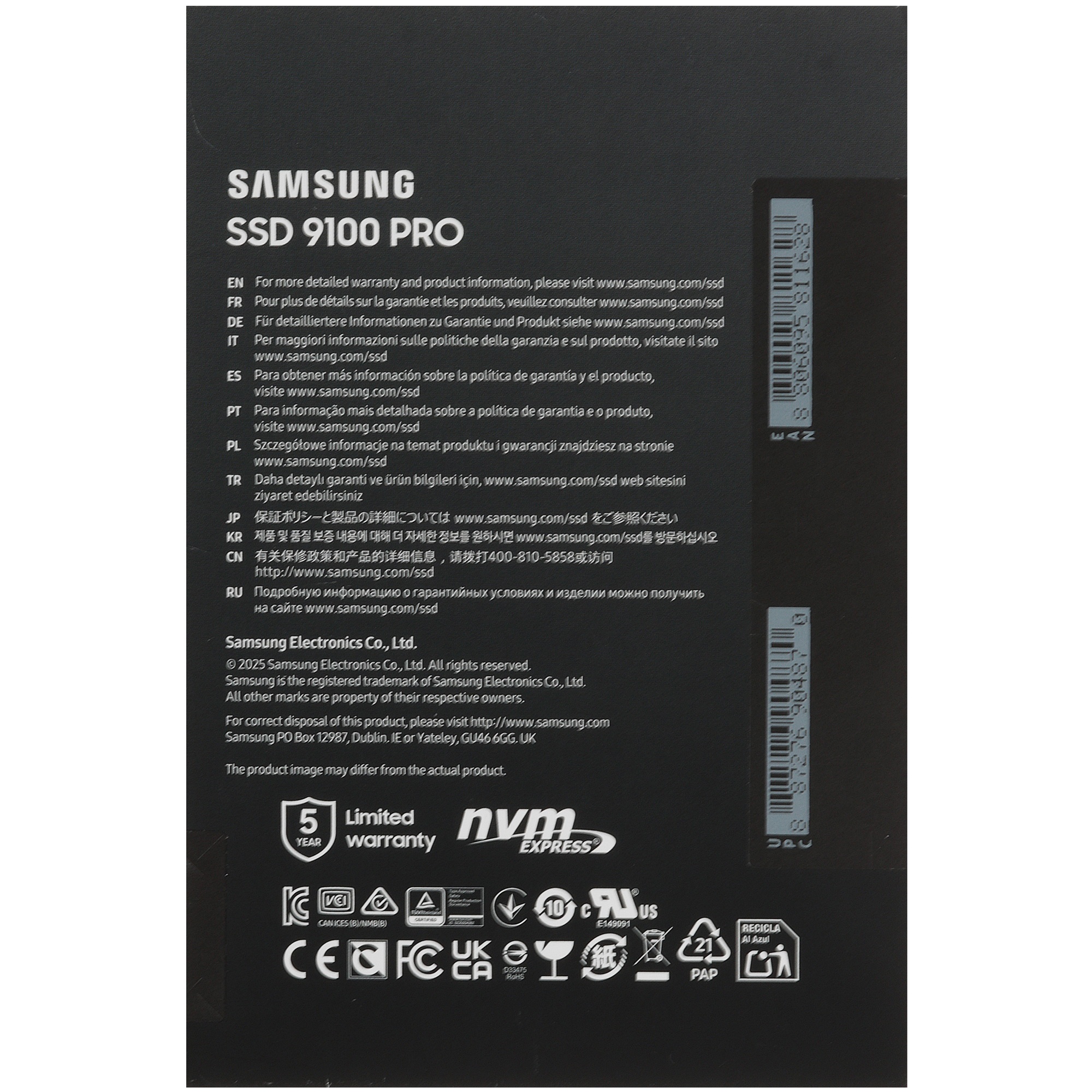 Твердотельный диск 1TB Samsung 9100 PRO, M.2, PCI-E 5.0 x4, TLC 3D NAND [R/W - 14800/13400 MB/s]