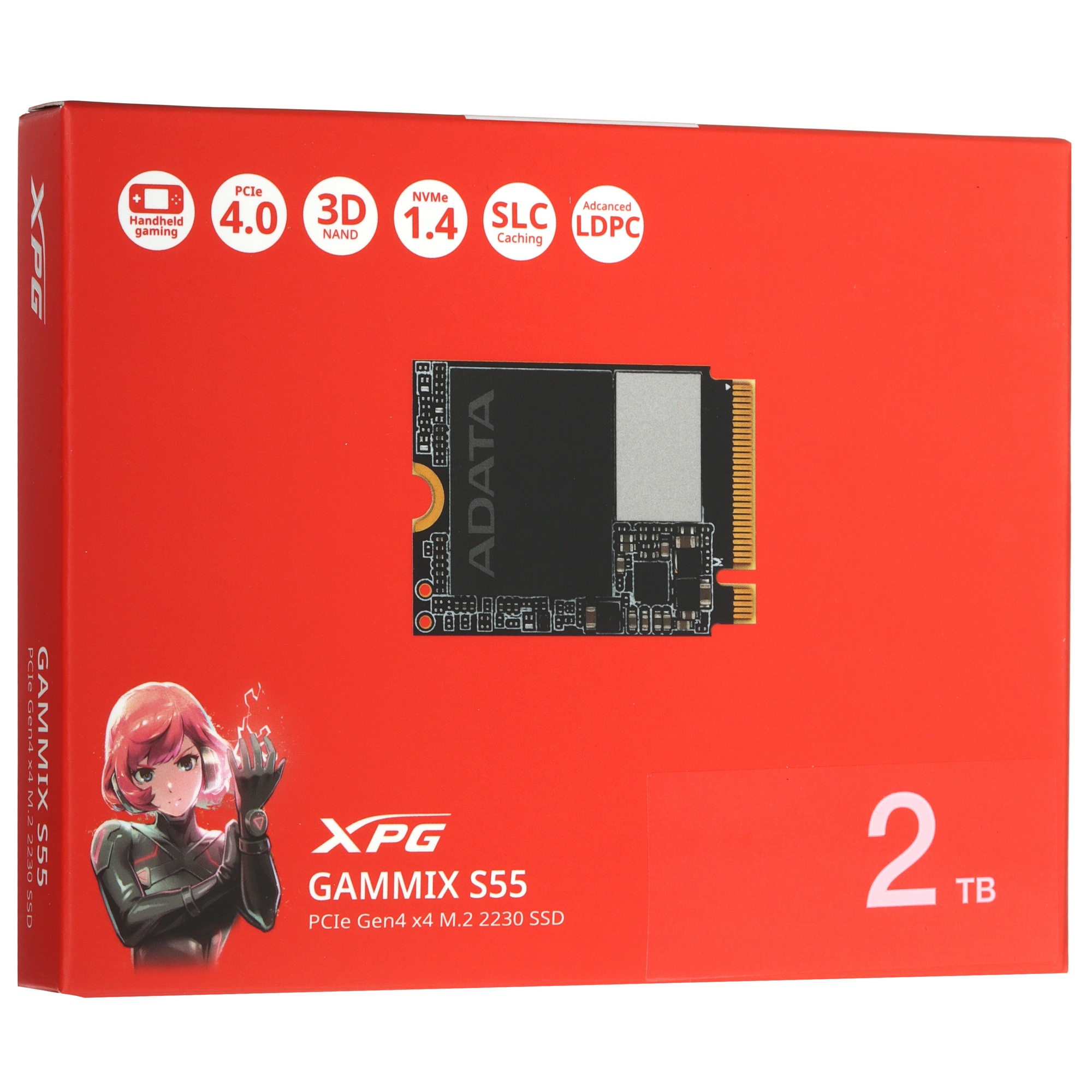 Накопитель SSD ADATA M.2 2230 2TB XPG GAMMIX S55 PCIe Gen4x4 with NVMe 5000/3700, 3D ТLC NAND