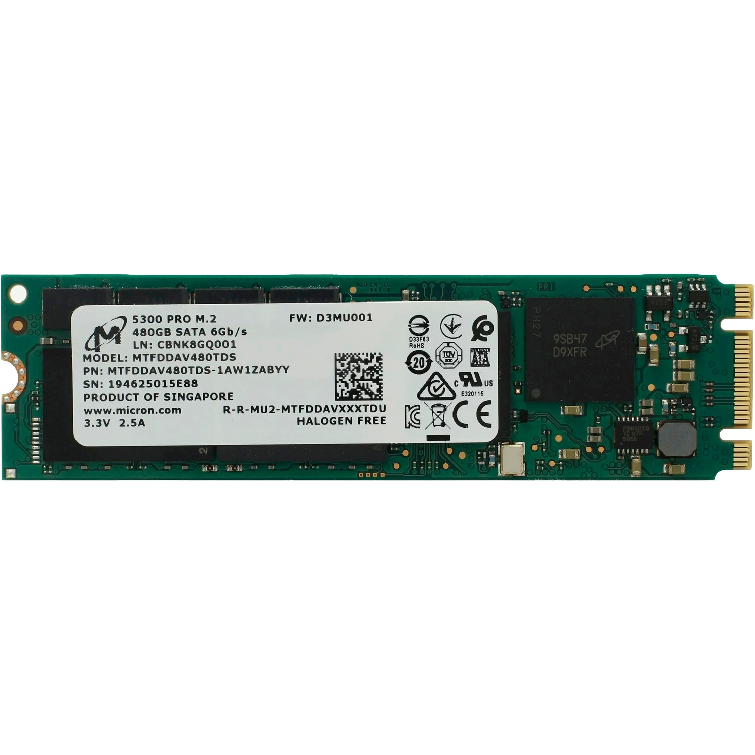 Накопитель SSD Micron 5300 PRO 480GB M.2 SATA Non-SED Enterprise Solid State Drive