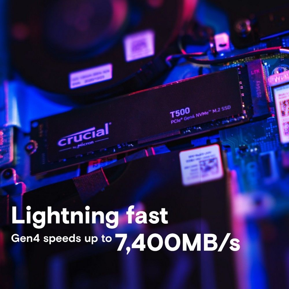 Накопитель SSD Crucial T500, 2Tb, M.2 2280, PCIe 4.0 x4, NVMe, R/W 7400/7000