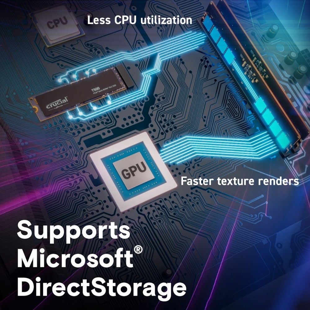 Накопитель SSD Crucial T500, 2Tb, M.2 2280, PCIe 4.0 x4, NVMe, R/W 7400/7000