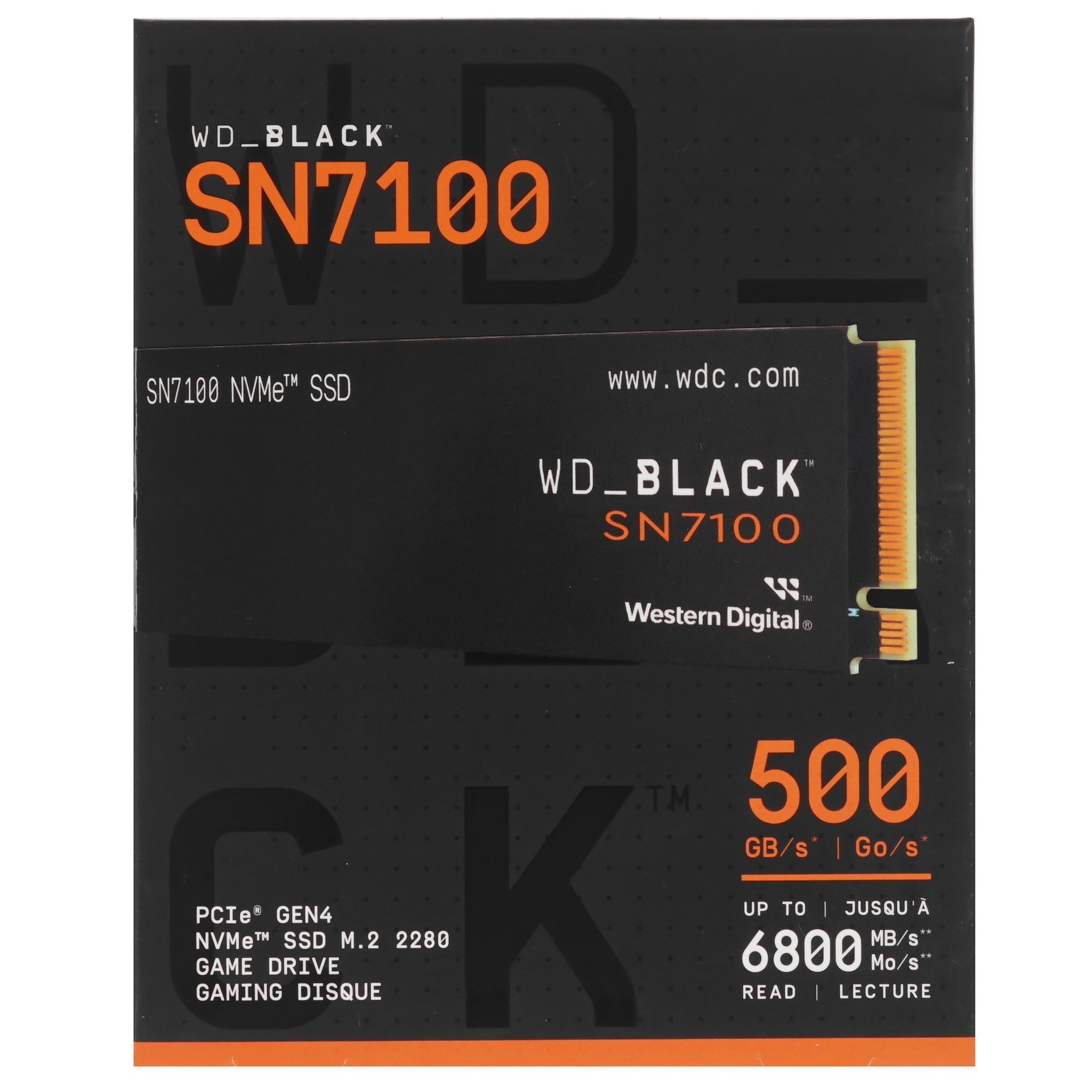 Твердотельный накопитель Western Digital Black SSD SN7100 M2.2280 PCIe 4.0 500Gb, 6800MBs/5000MBs, T