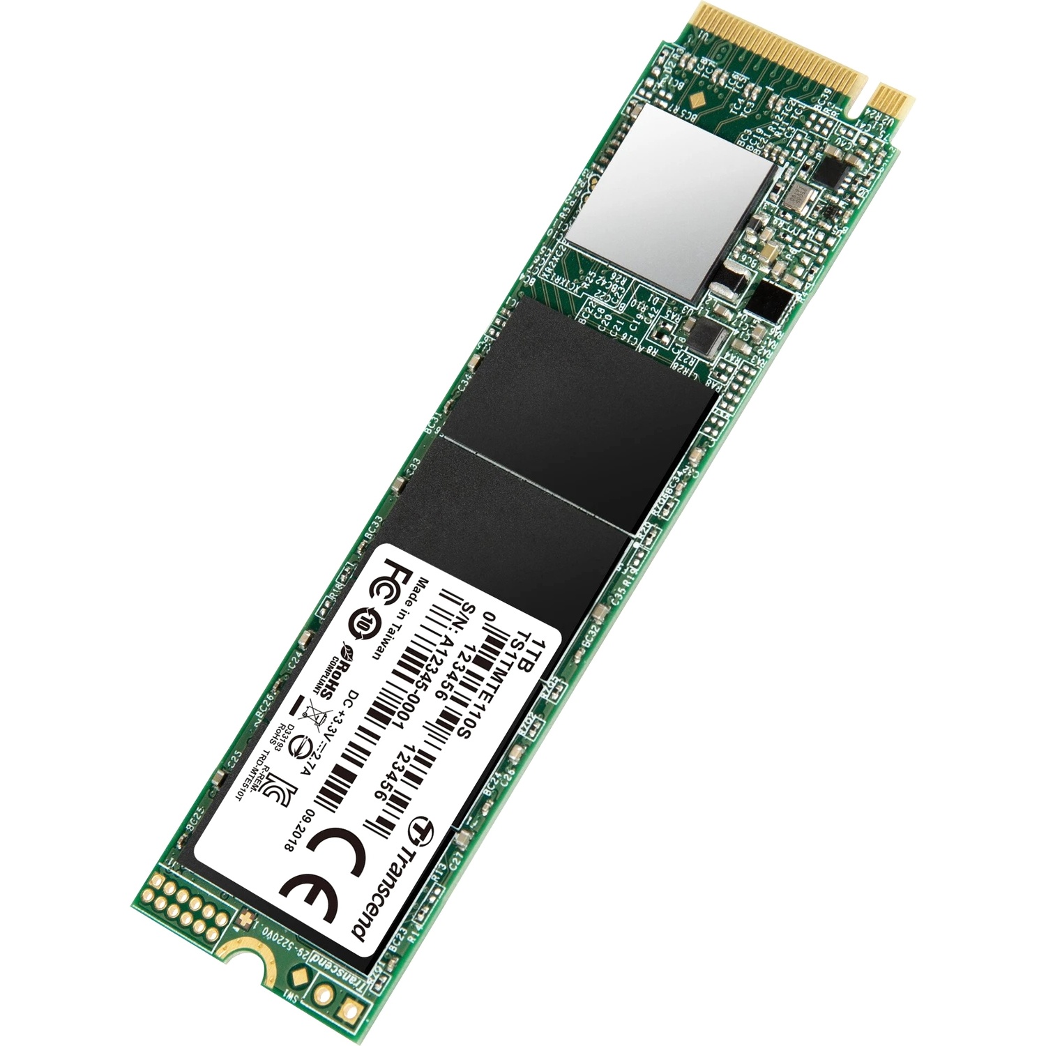 Накопитель SSD Transcend SSD MTE110S, 2048GB, M.2(22x80мм), NVMe, PCIe 3.0 x4, 3D TLC, R/W 2500/1700