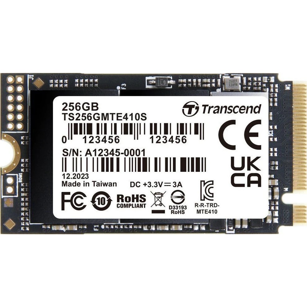 Накопитель SSD 250GB Transcend MTE410S, 3D TLC NAND, M.2 2280,PCIe Gen3x4, DRAM-less