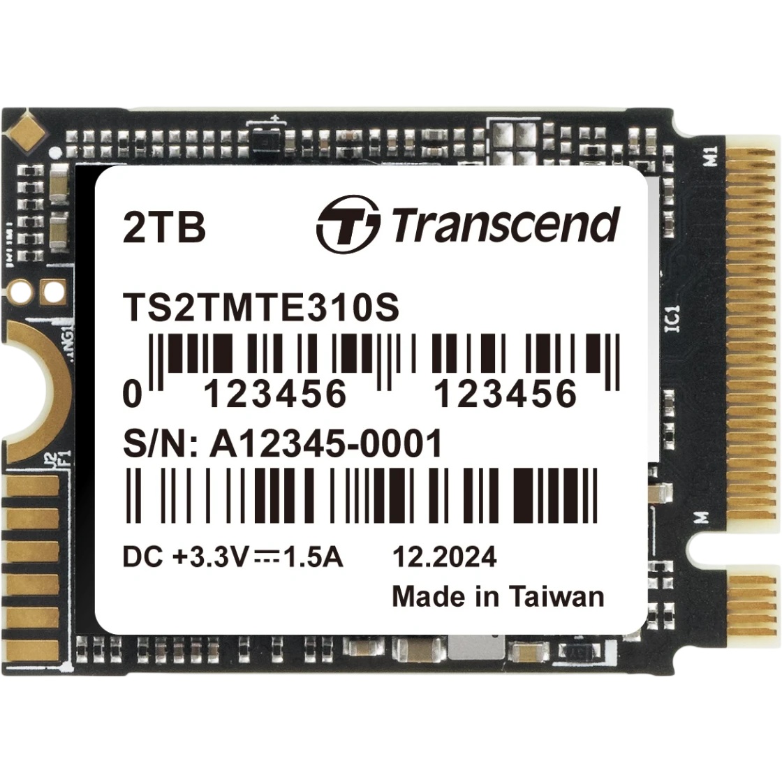 Твердотельный диск 2TB Transcend MTE310S, 3D TLC NAND, M.2 2230,PCIe Gen4x4 [ R/W - 5000/4000 MB/s]