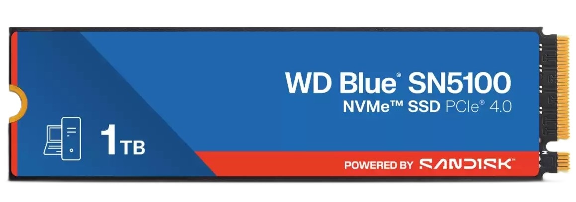 Накопитель SSD M.2 2280 1TB NVMe PCIE 4.0 x4 7100/6700 BLUE SN5100 WDS100T5B0E WDC