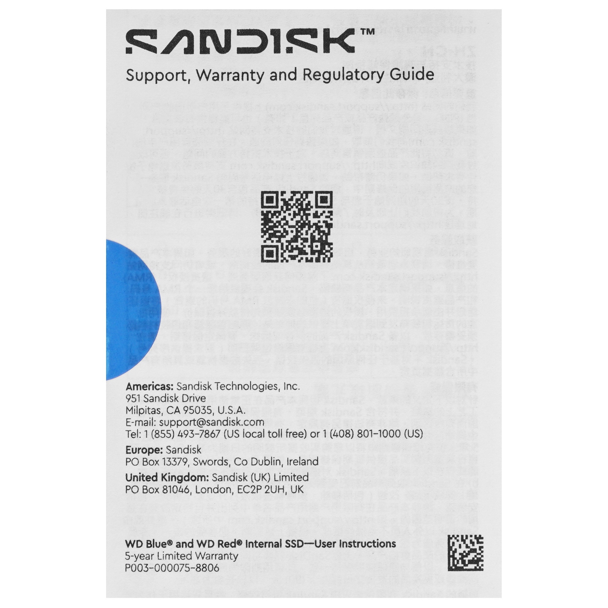 Накопитель SSD M.2 2280 1TB NVMe PCIE 4.0 x4 7100/6700 BLUE SN5100 WDS100T5B0E WDC