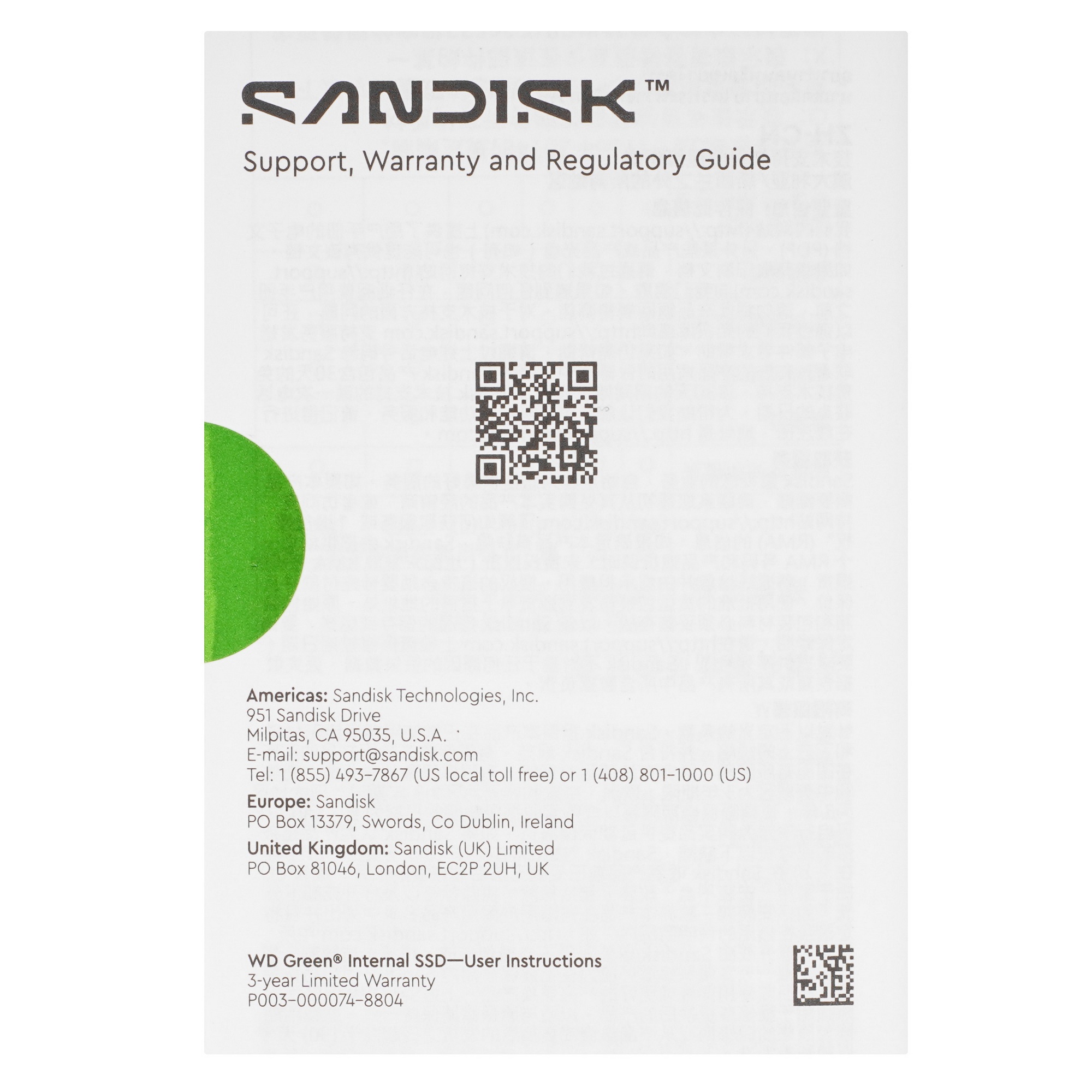 Накопитель SSD WD Green SN3000, 500Gb, PCIe 4.0 x4, M.2 2280, NVMe, R/W 5000/4100
