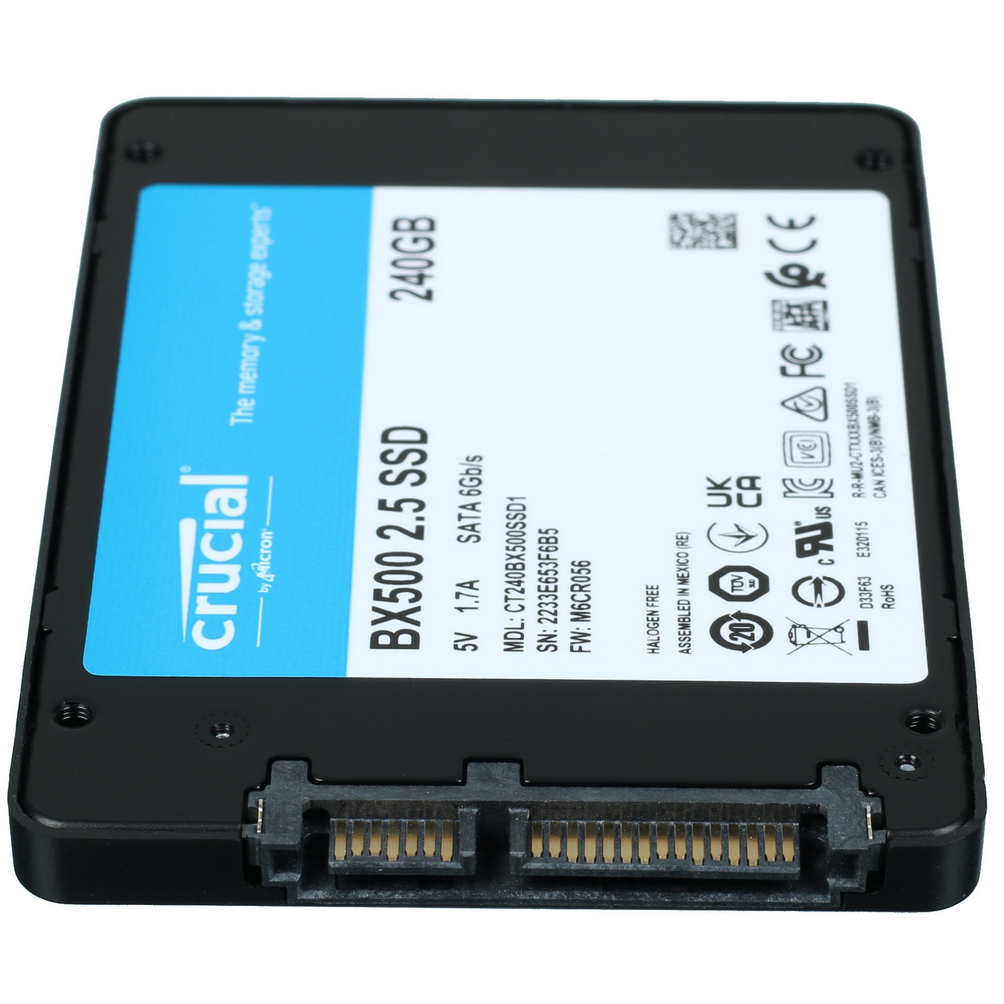 Накопитель SSD Crucial BX500, 240Gb, 2.5", SATA III, R/W 540/500