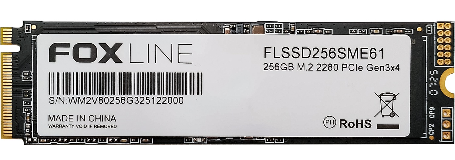 Твердотельный накопитель Foxline SSD ME, 256GB, M.2(22x80mm), NVMe, PCIe 3.0 x4, 3D TLC, R/W 1500/11