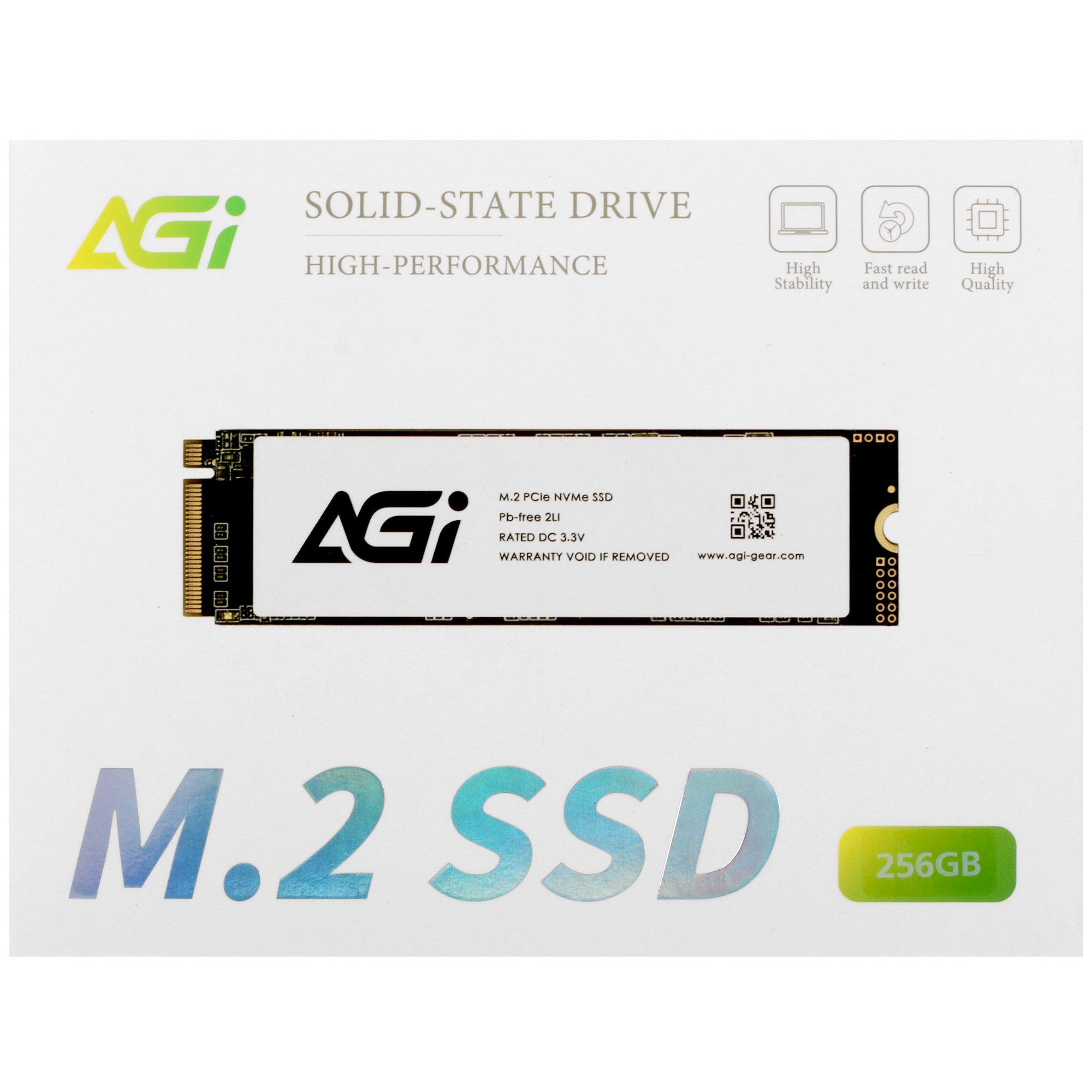 Накопитель SSD AGI AI198, 256Gb, PCIe 3.0 x4, M.2 2280, NVMe, R/W 1936/1217