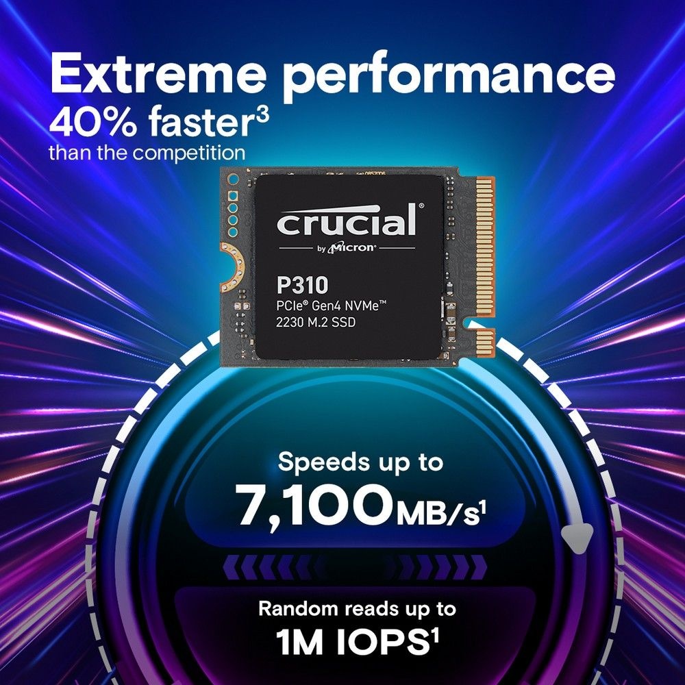 Накопитель SSD Crucial P310 1Tb PCIe Gen4 NVMe 2230 M.2 SSD CT1000P310SSD2