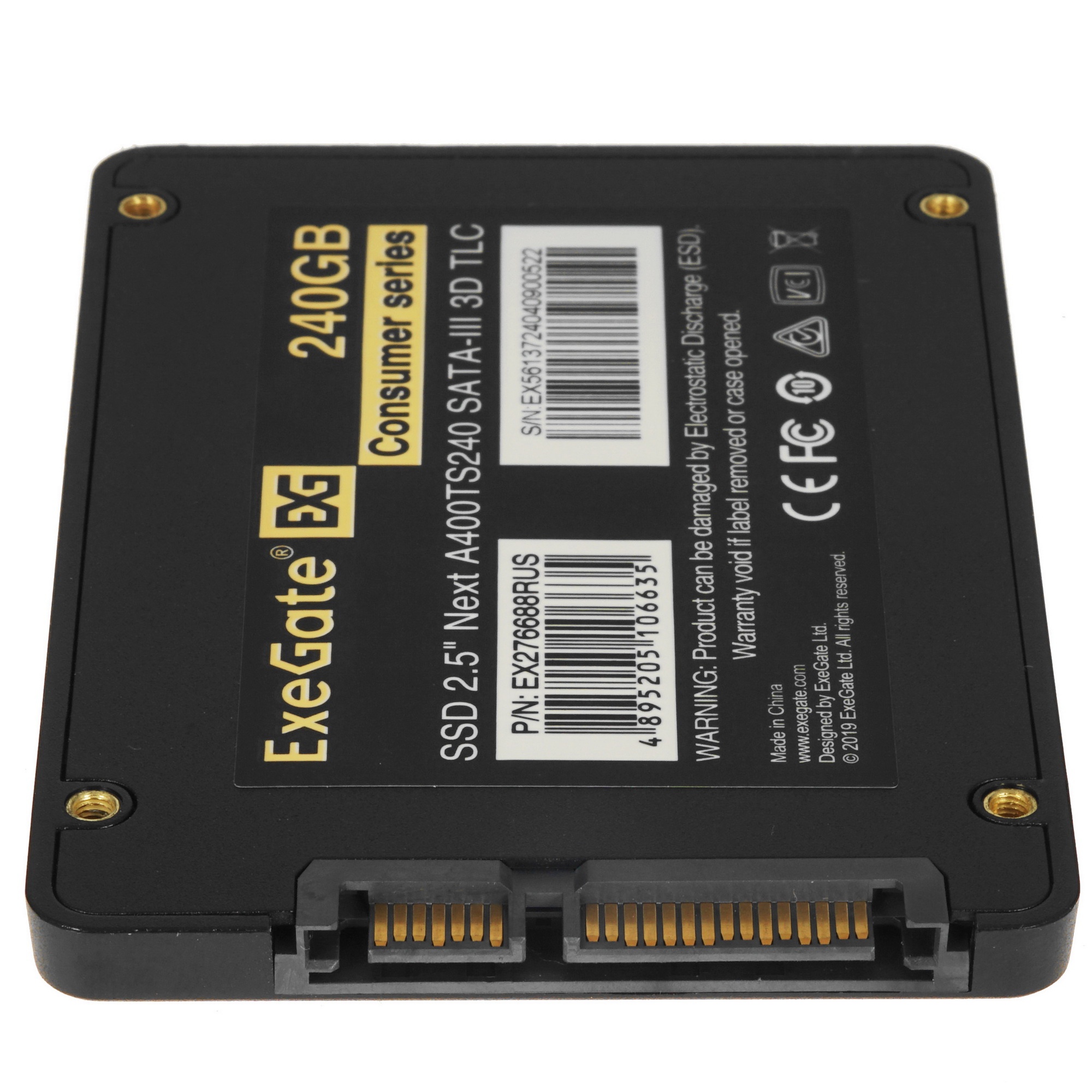 Накопитель SSD ExeGate Consumer A400TS240, 240Gb, 2.5", SATA III, R/W 550/400