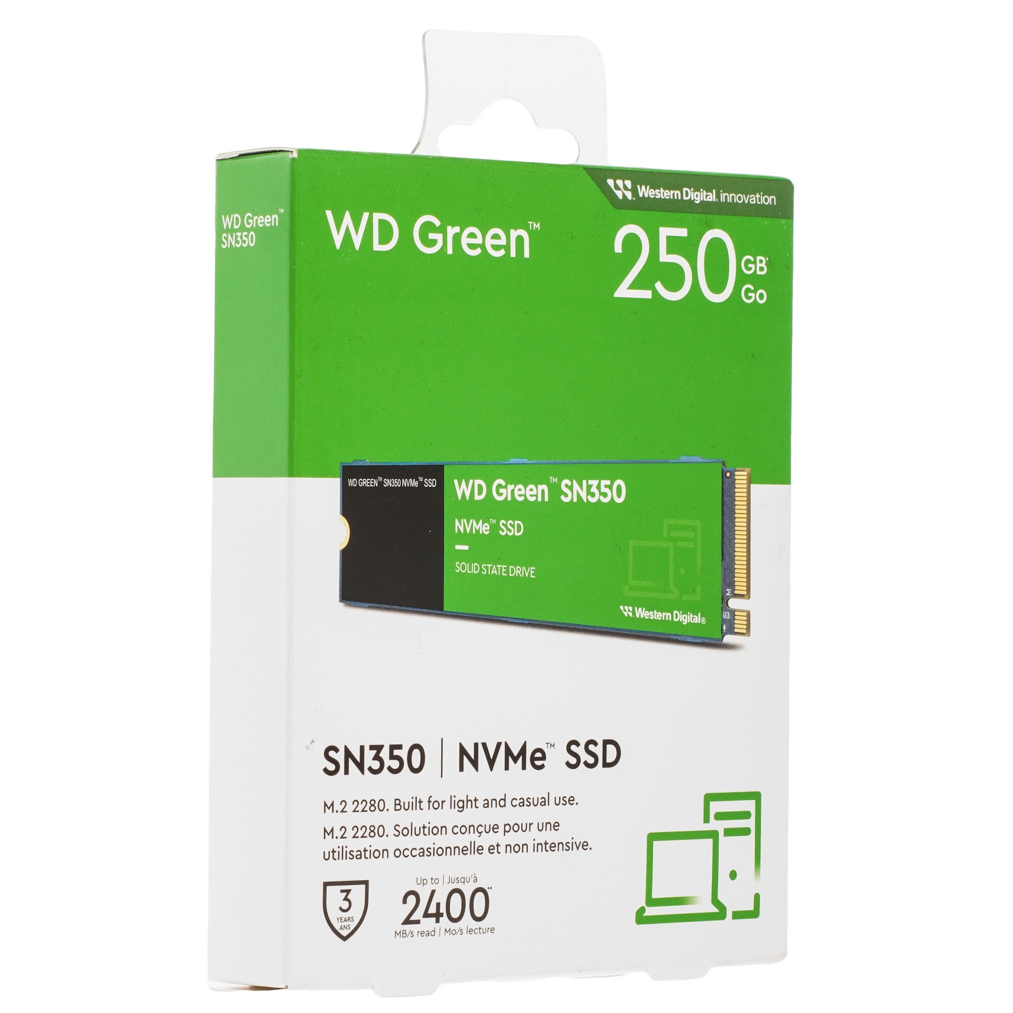 Накопитель SSD WD Green SN350 250Gb, PCIe 3.0 x4, M.2 2280, NVMe, R/W 2400/900