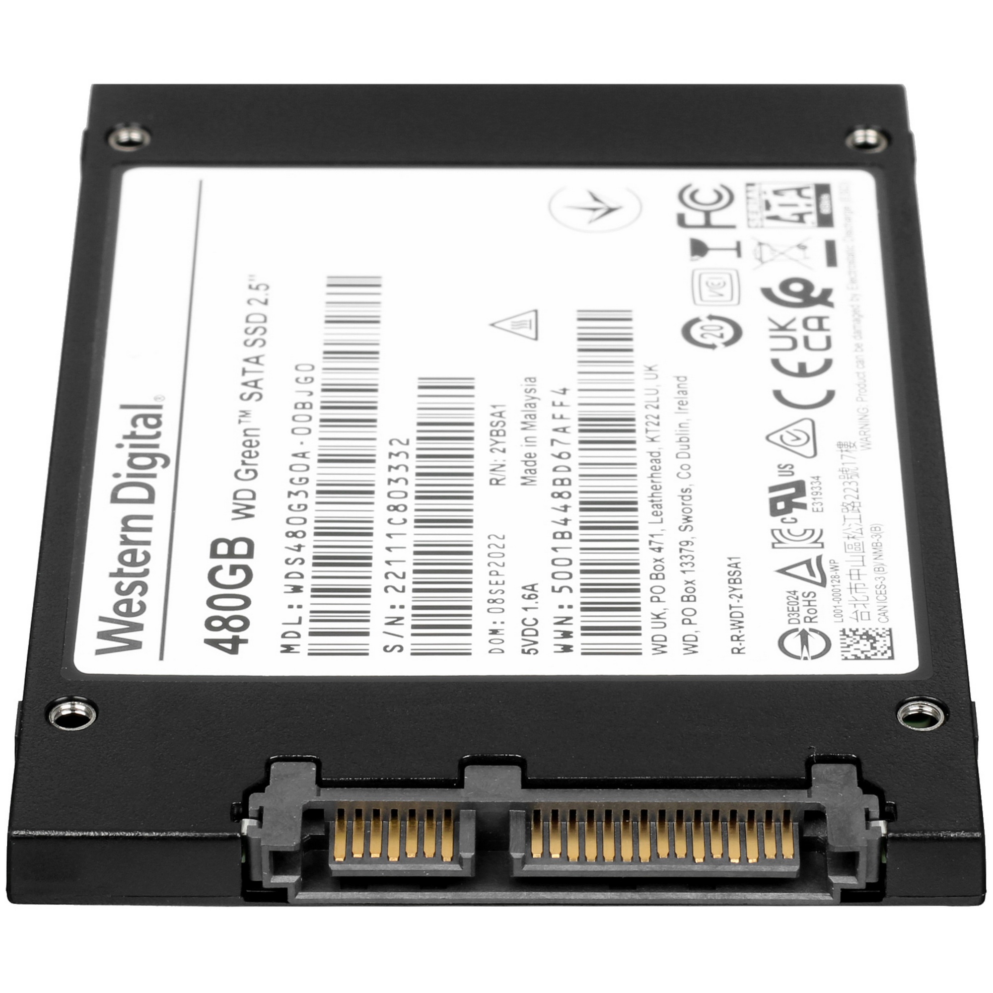 Накопитель SSD WD Green WDS480G3G0A, 480GB, SATA III, 2.5", R/W 545/545
