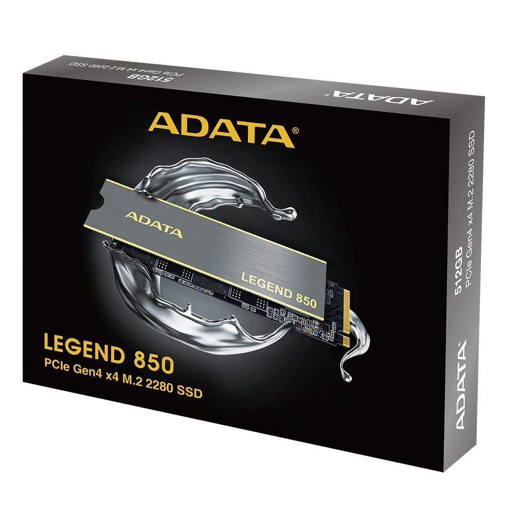 Накопитель SSD ADATA LEGEND 850, 512Gb, PCIe 4.0 x4, M.2 2280, NVMe, R/W 5000/2700, с радиатором