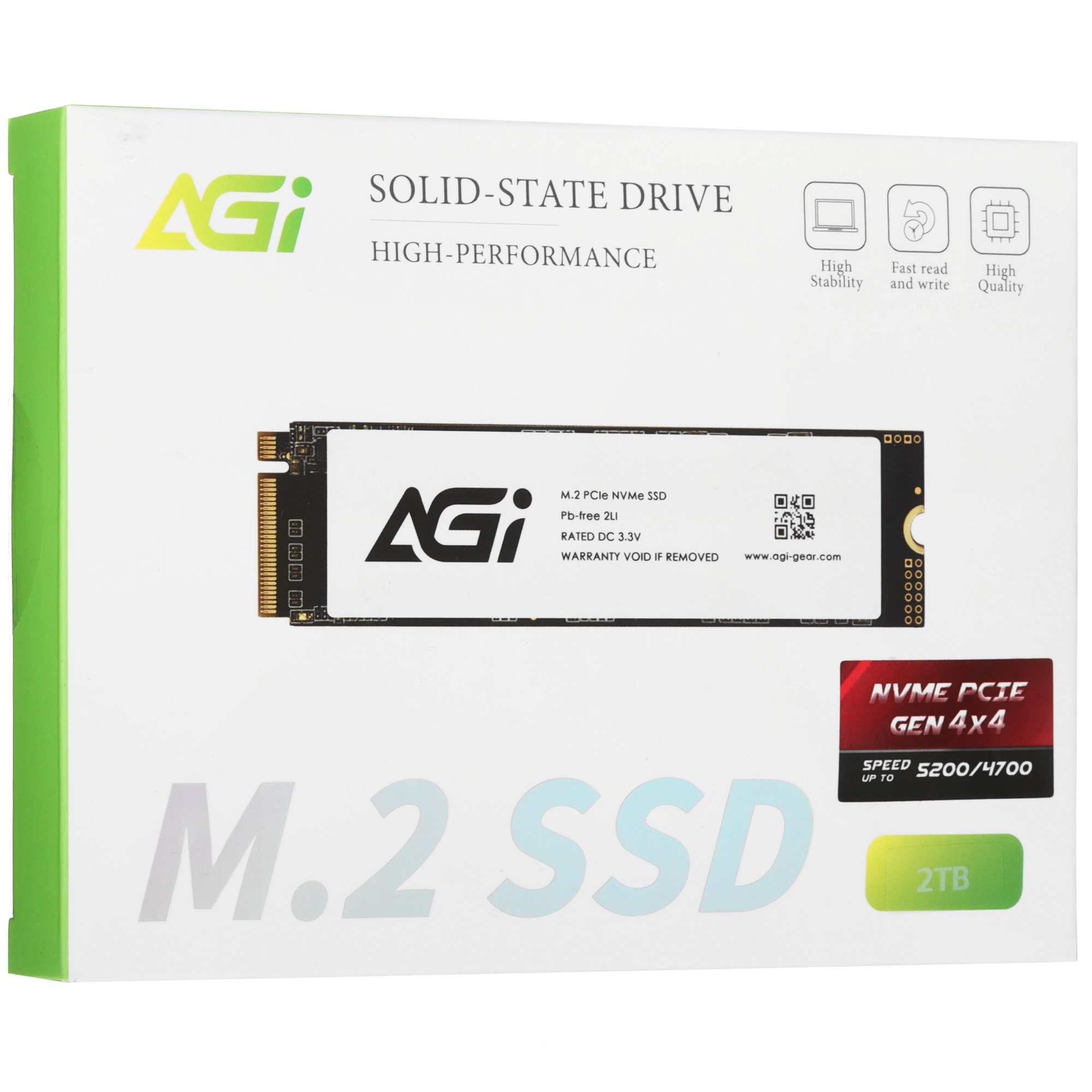 Накопитель SSD AGI AGI2T0G43AI818, 2Tb, PCIe 4.0 x4, M.2 2280, NVMe, R/W 5200/4700