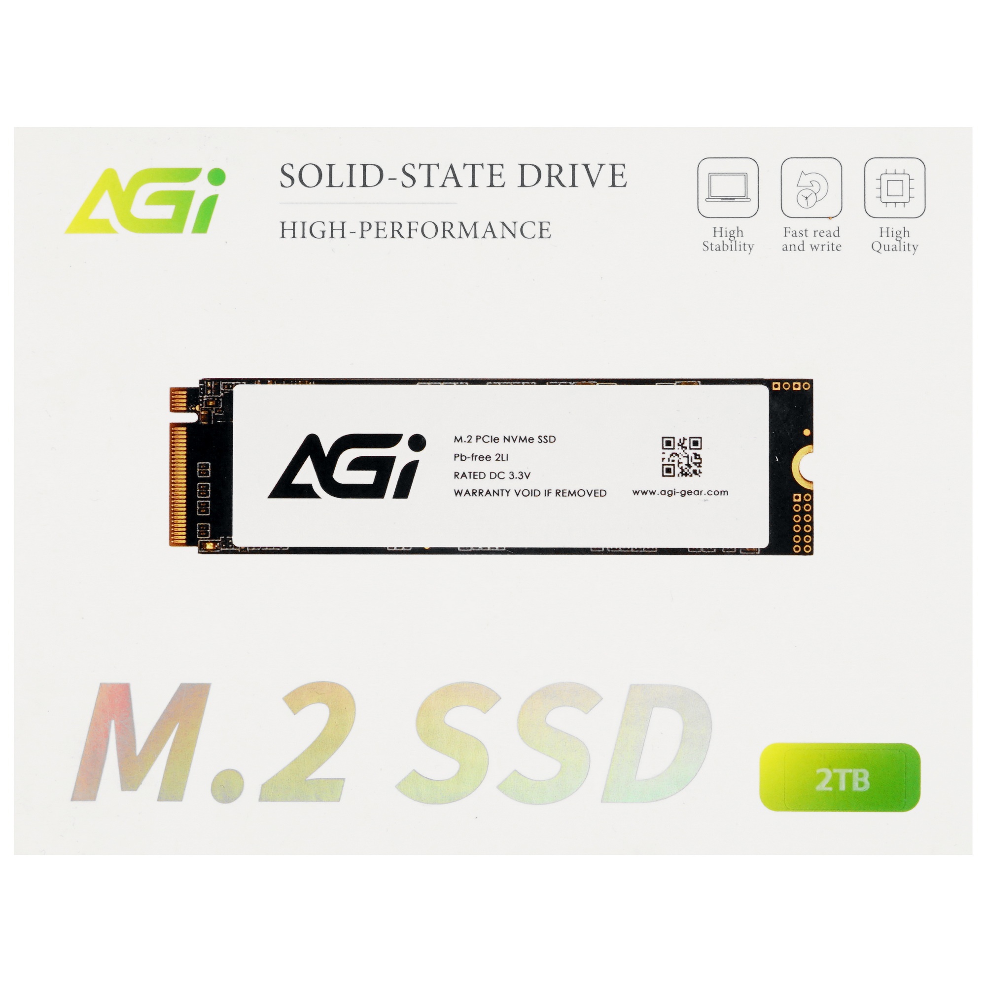 Накопитель SSD AGI AI298, 2Tb, M.2 2280, PCIe 3.0 x4, NVMe, R/W 2400/1800