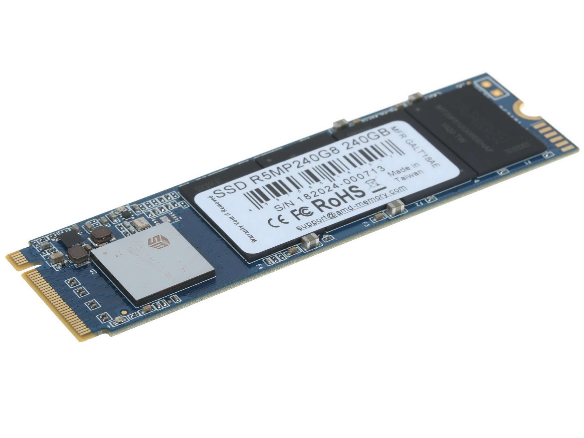 Накопитель SSD AMD Radeon R5MP240G8, 240Gb, M.2 2280, PCIe 3.0 x4, NVMe, R/W 2100/1000