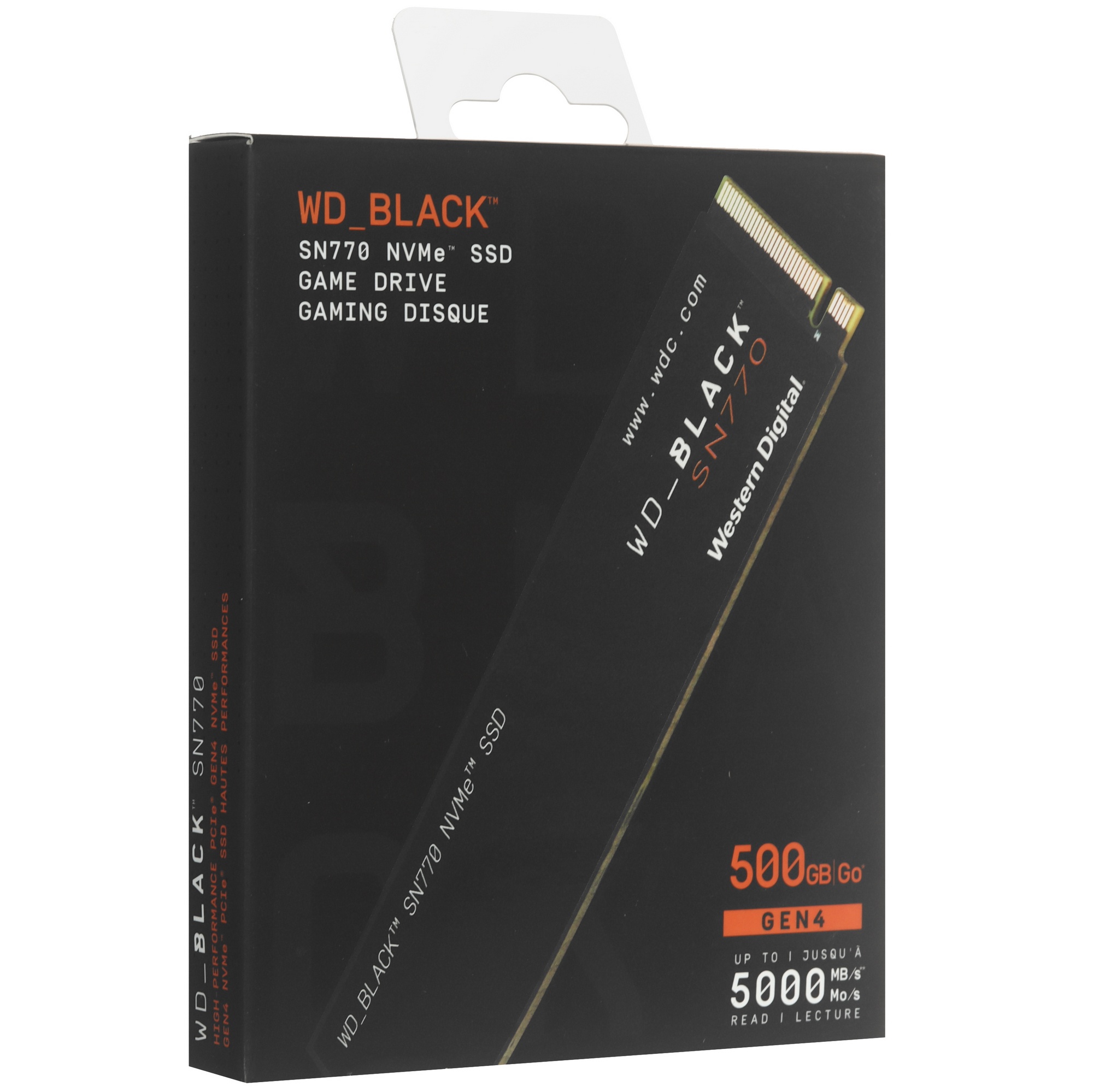 Накопитель SSD WD Black SN770 WDS500G3X0E, 500Gb, PCIe 4.0 x4, M.2 2280, NVMe, R/W 5000/4000