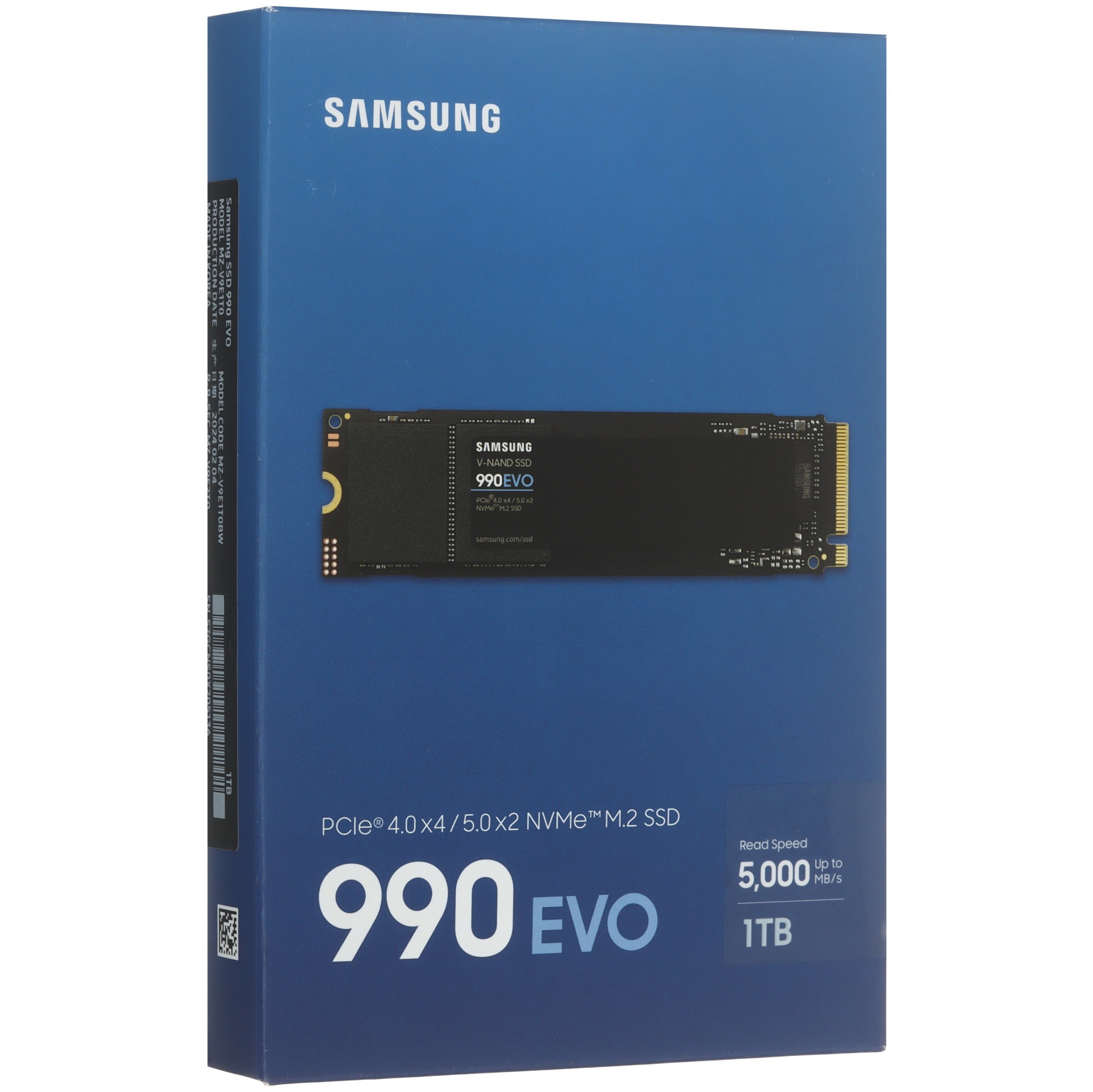 Накопитель SSD Samsung 990 EVO, 1024GB, PCIe 4.0 x4, M.2 2280, NVMe, R/W 5000/4200