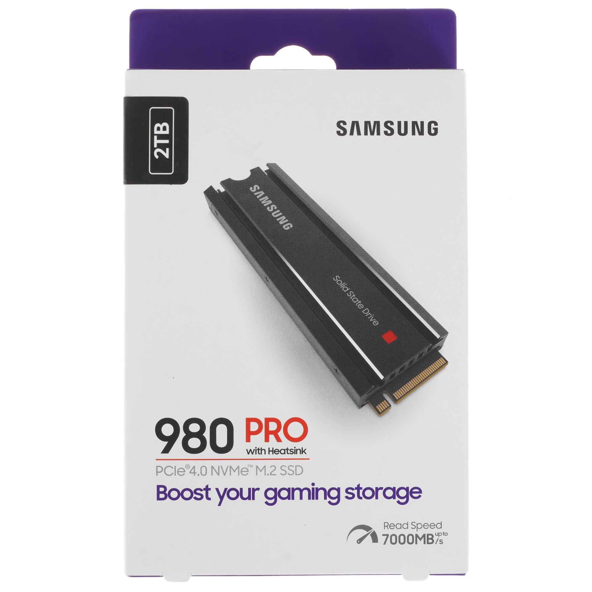 Накопитель SSD Samsung 980 PRO MZ-V8P2T0CW, 2Tb, PCIe 4.0 x4, M.2 2280, NVMe, R/W 7000/5100, с радиа