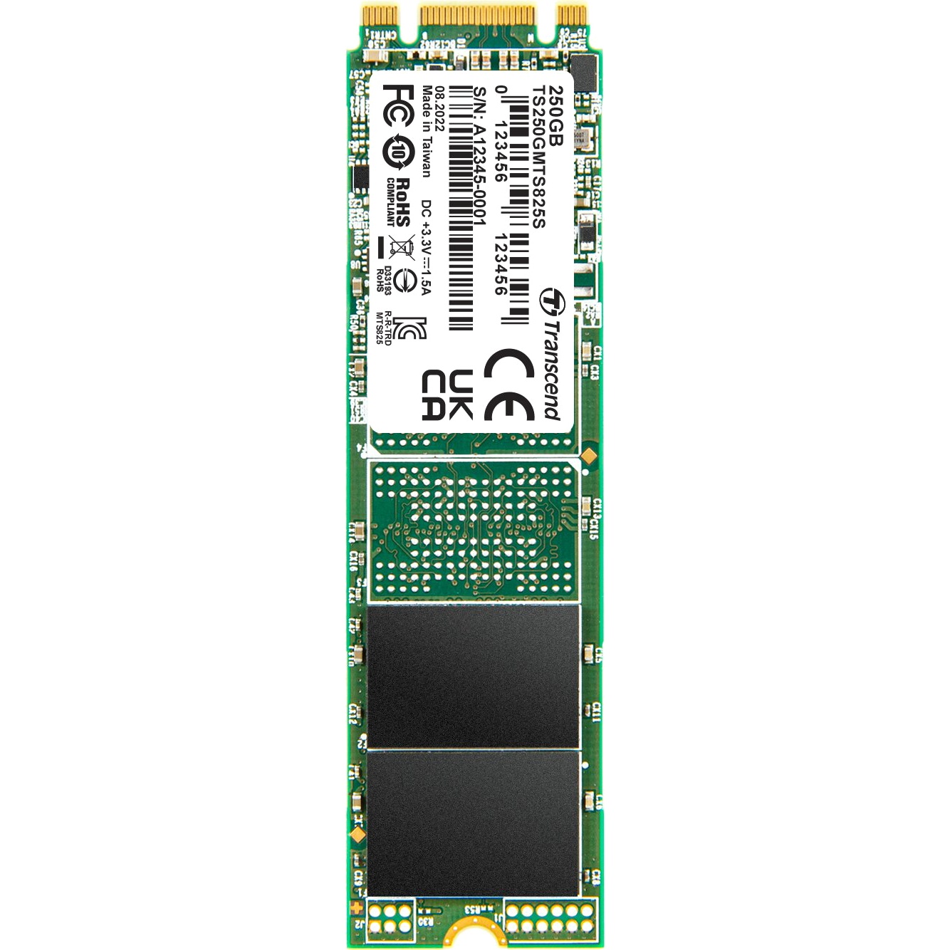Накопитель SSD Transcend MTS825, 250Gb, M.2 2280, SATA III, R/W 500/330