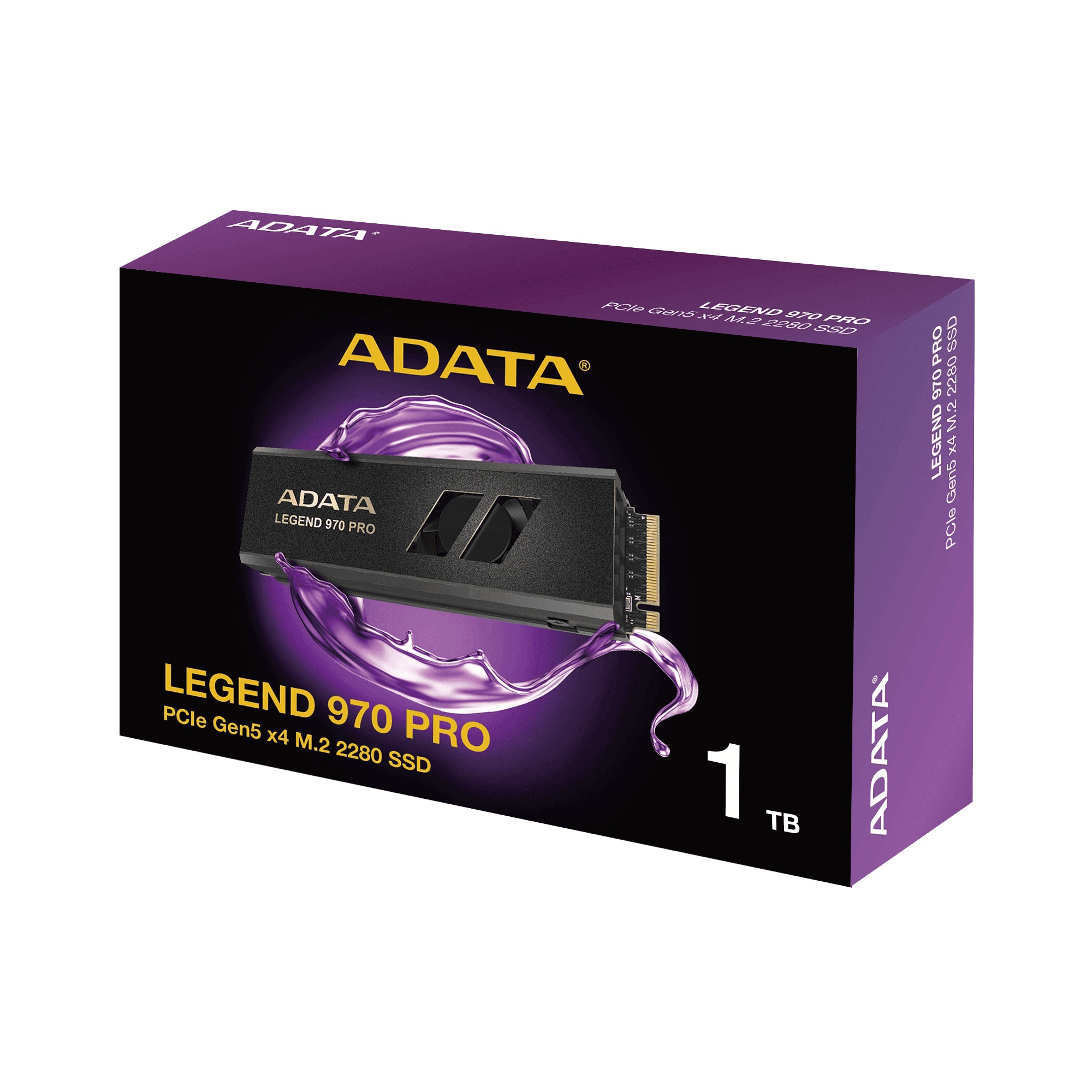 Накопитель SSD ADATA Legend 970 Pro, 1000 Гб, M.2 2280, PCIe 5.0 x4, NVMe 2.0, 3D TLC, R/W 13000/580