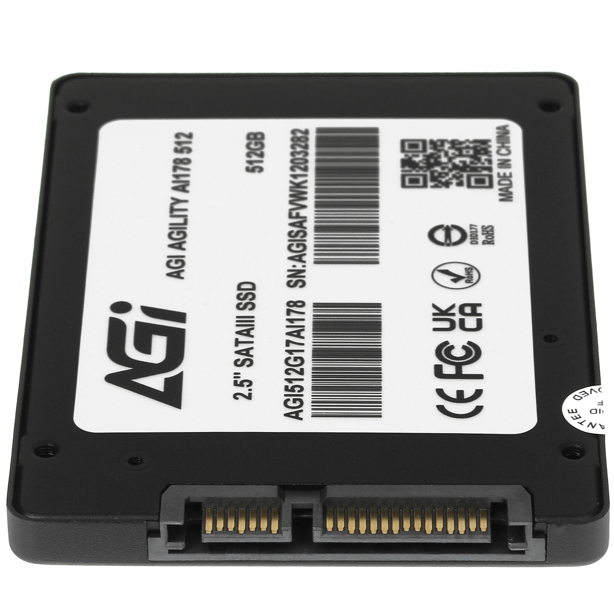 Накопитель SSD AGI 512GB AI178 Client SSD SATA 2.5"; 6Gb/s, 538/486, IOPS 41/78K, MTBF 1.6M, 3D TLC,